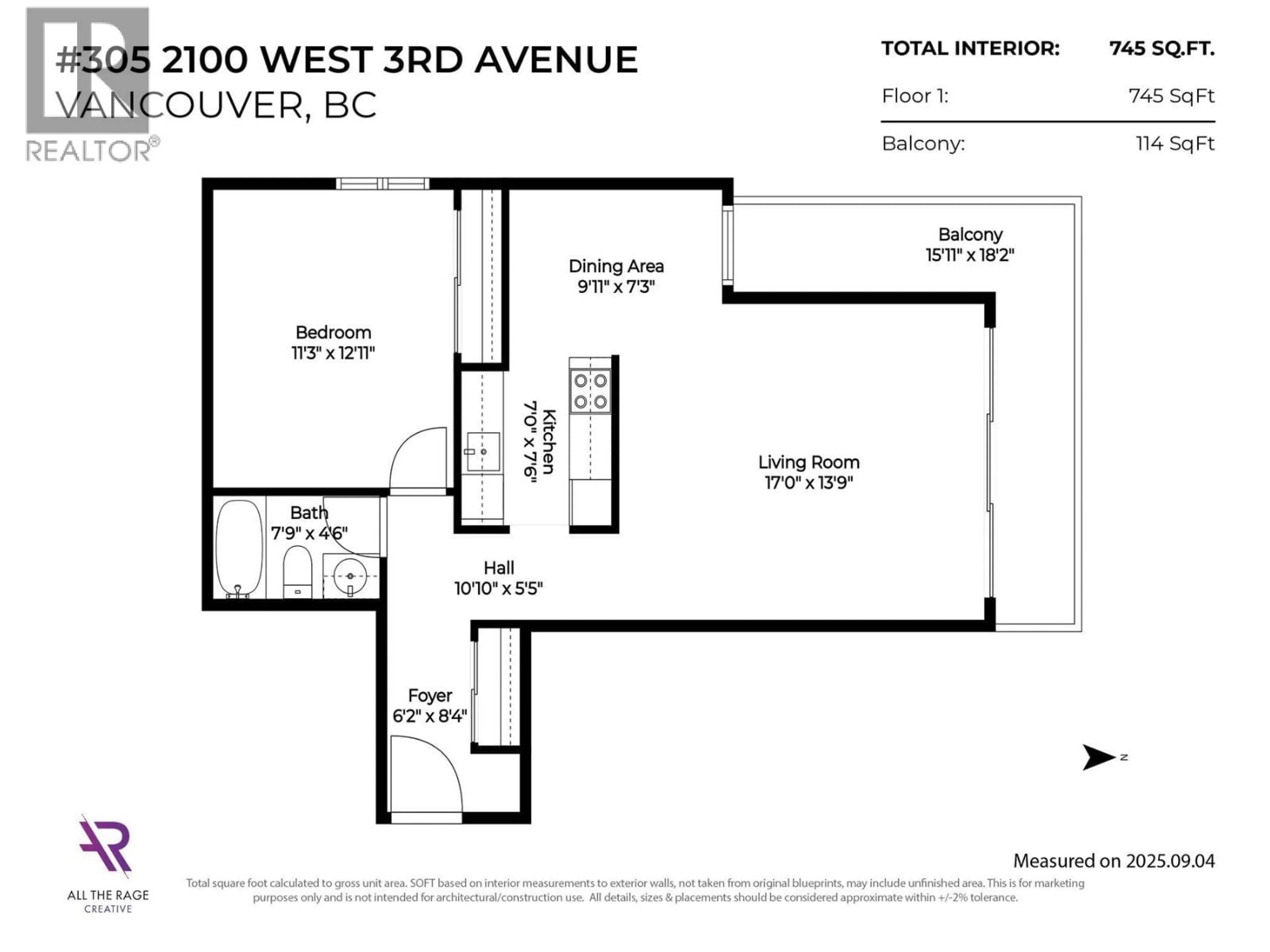 Floor plan for 305 - 2100 3RD AVENUE, Vancouver British Columbia V6K1L1