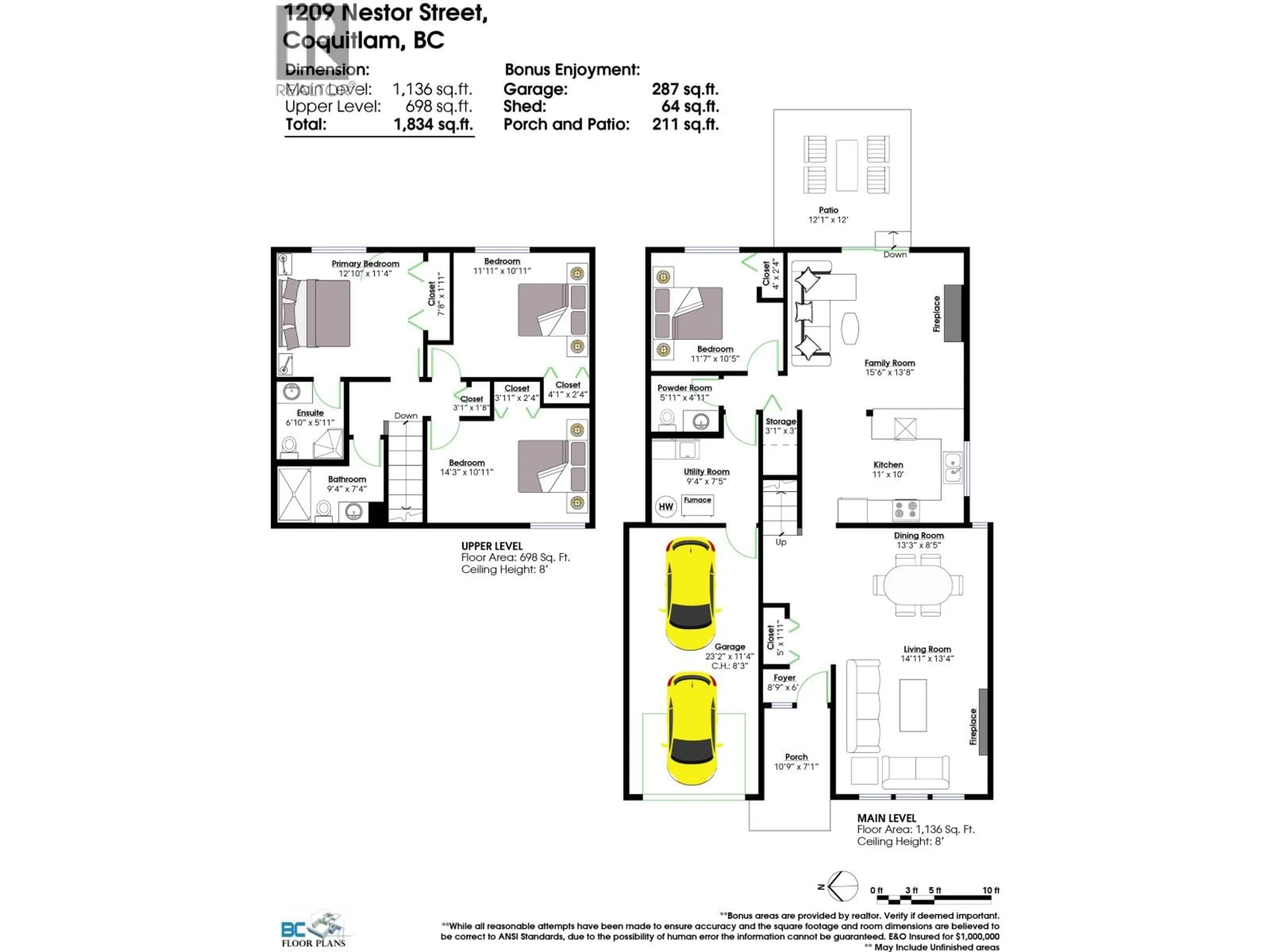 Floor plan for 1209 NESTOR STREET, Coquitlam British Columbia V3E1H3