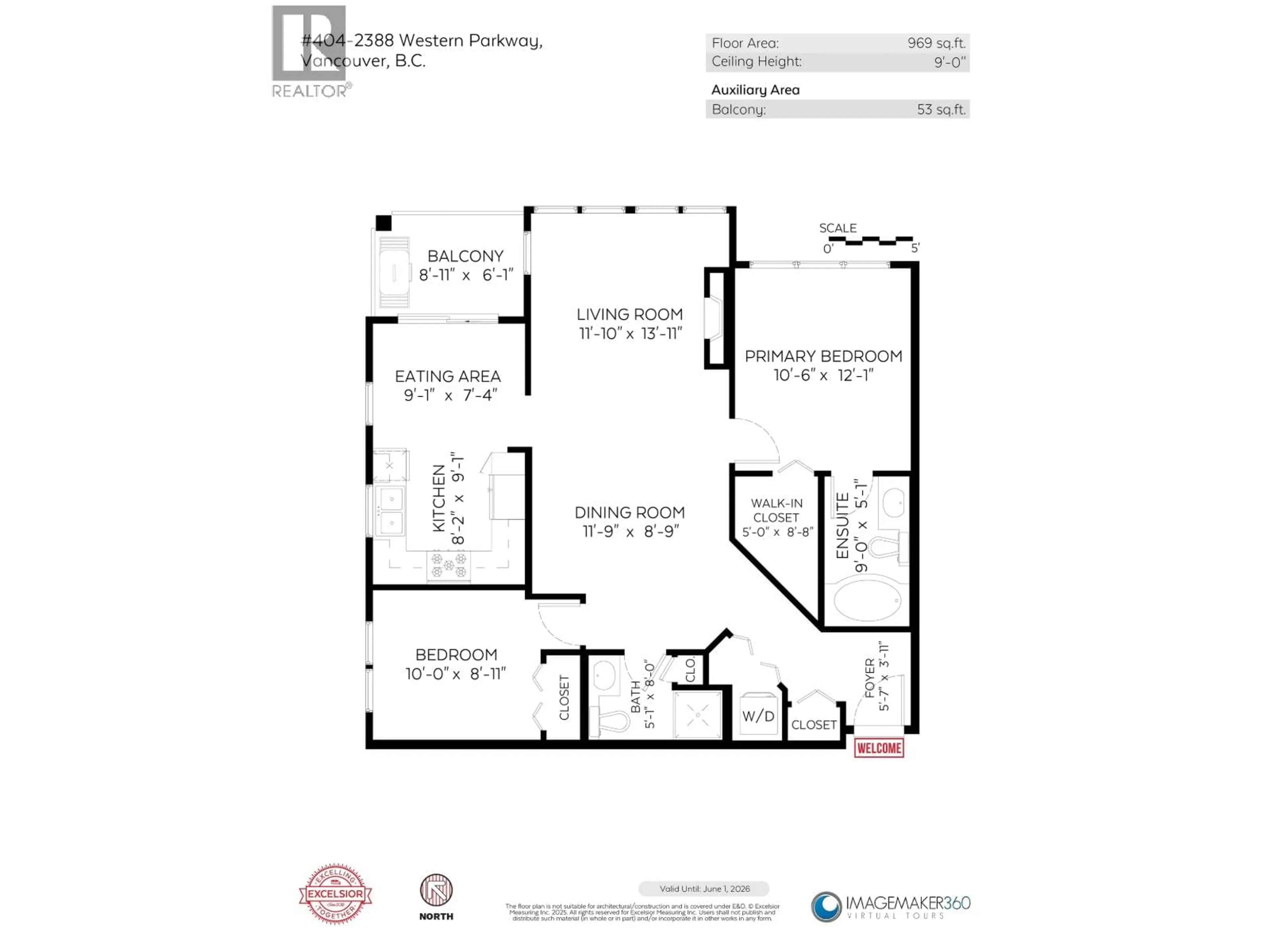 Floor plan for 404 - 2388 WESTERN PARKWAY, Vancouver British Columbia V6T2K4