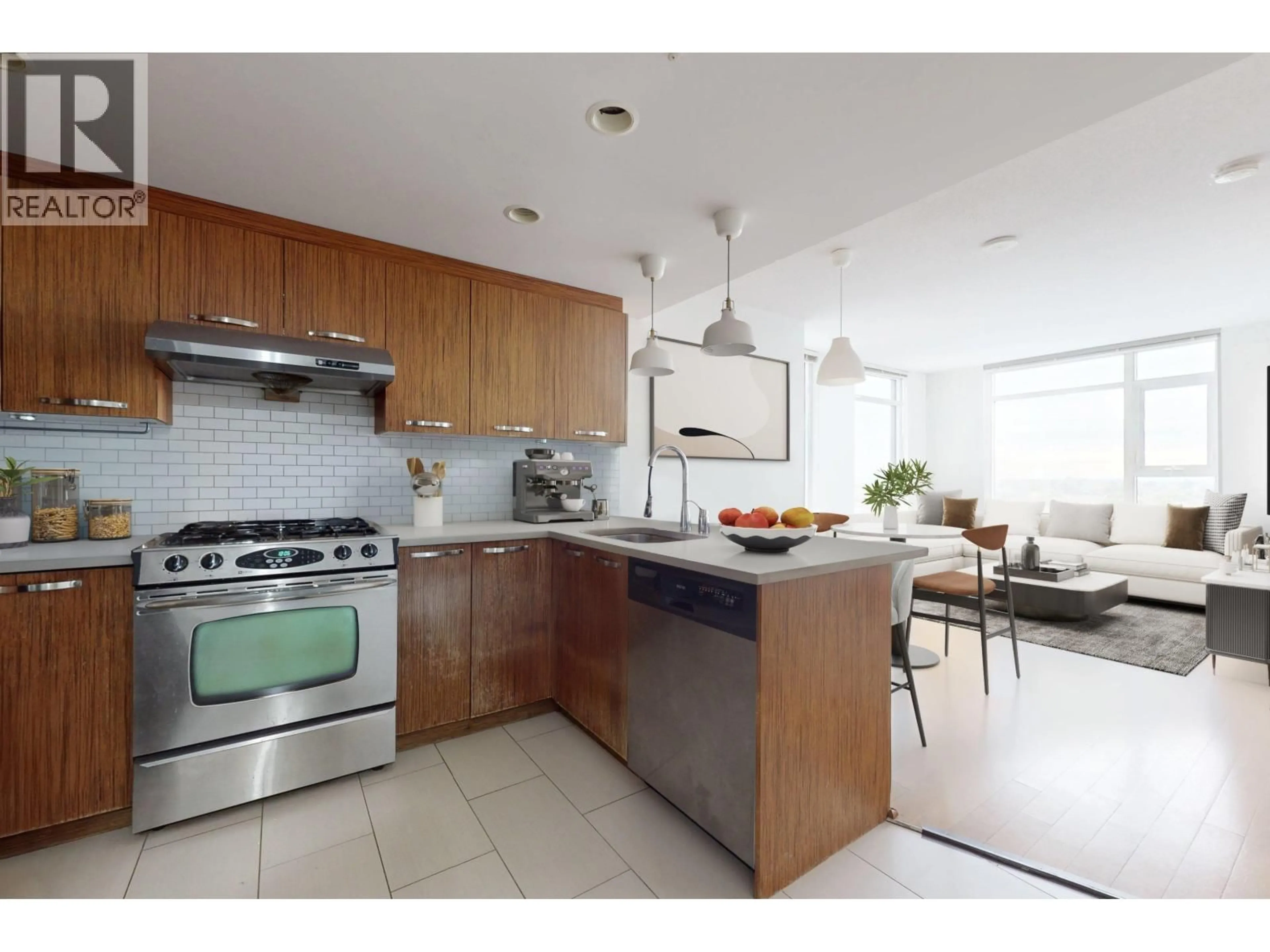 Open concept kitchen, ceramic/tile floor for 1502 - 8333 ANDERSON ROAD, Richmond British Columbia V6Y0E2