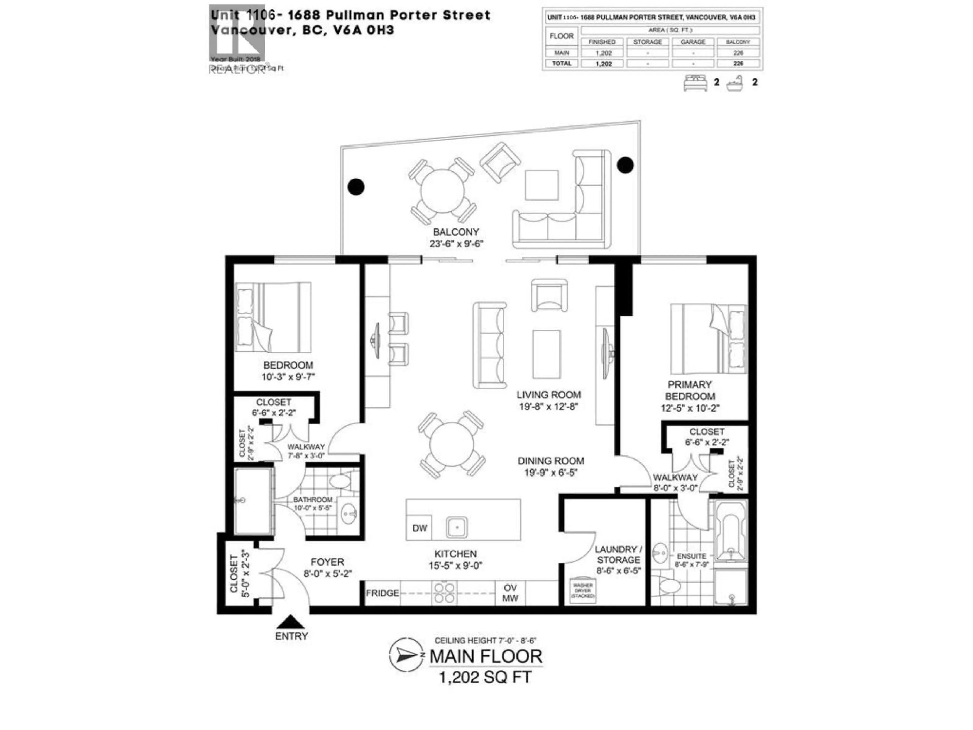 Floor plan for 1106 - 1688 PULLMAN PORTER STREET, Vancouver British Columbia V6A0H3
