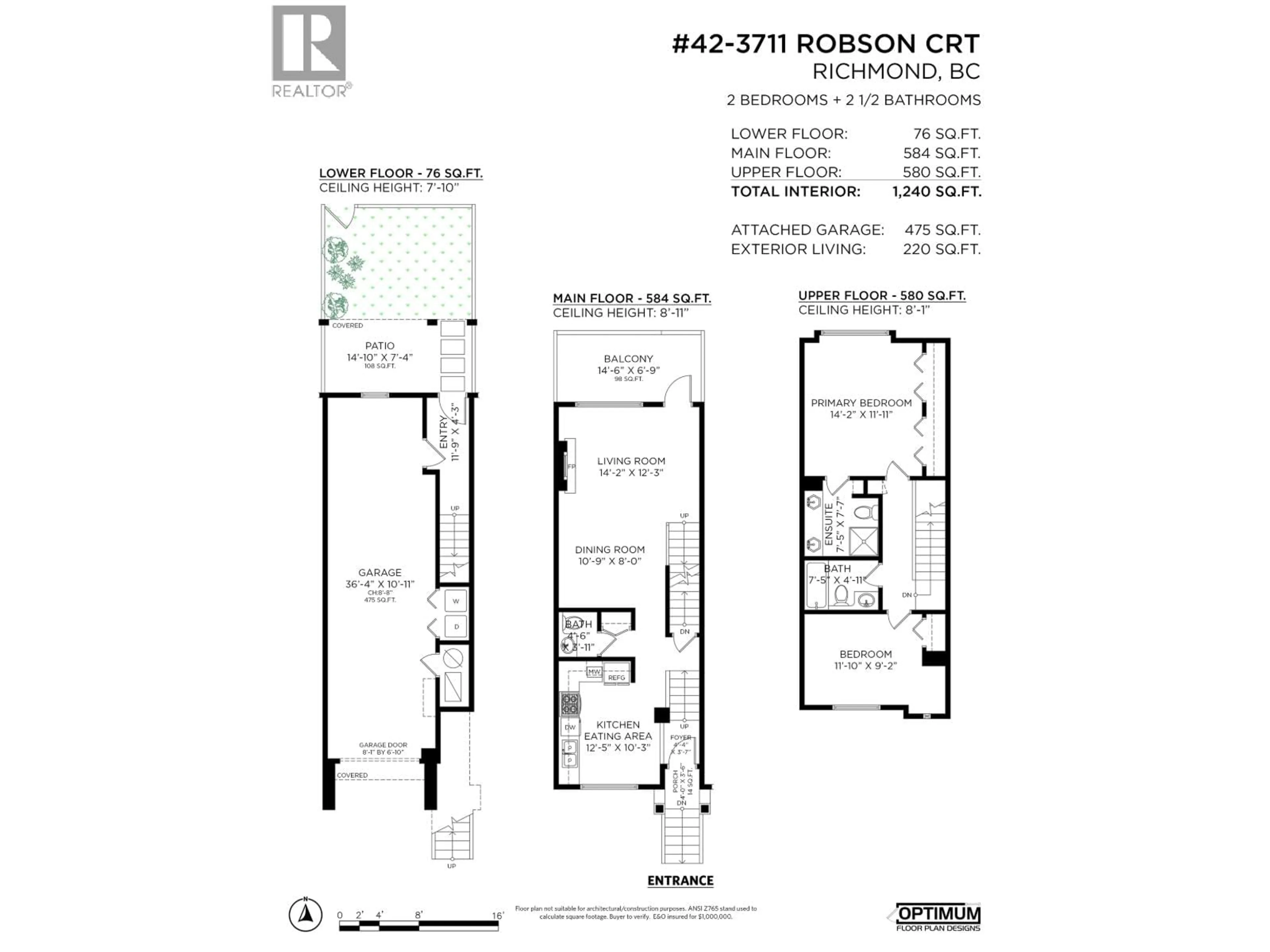 Floor plan for 42 - 3711 ROBSON COURT, Richmond British Columbia V7C5T8