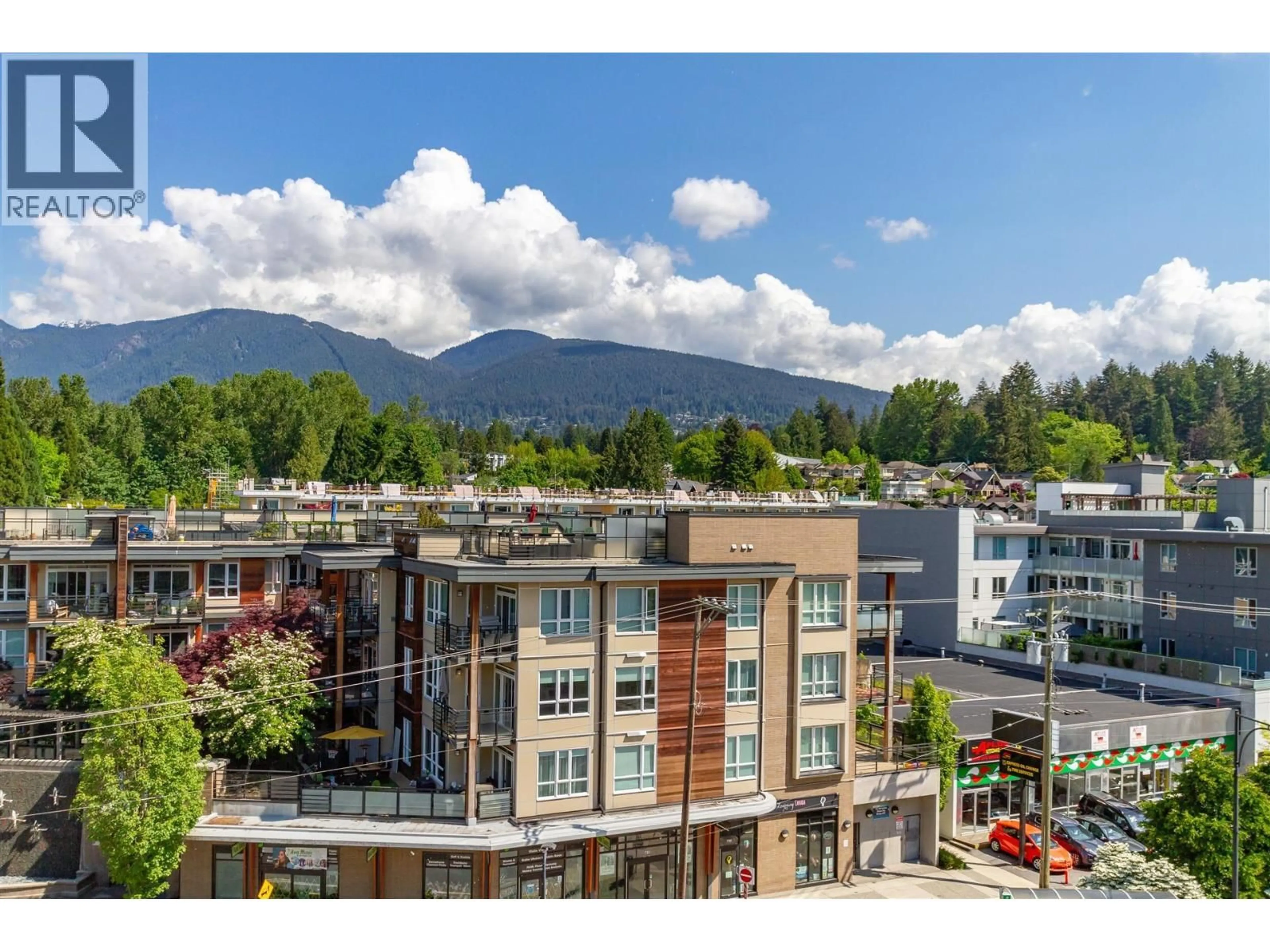 A pic from outside/outdoor area/front of a property/back of a property/a pic from drone, mountain view for 519 - 725 MARINE DRIVE, North Vancouver British Columbia V7M0G2