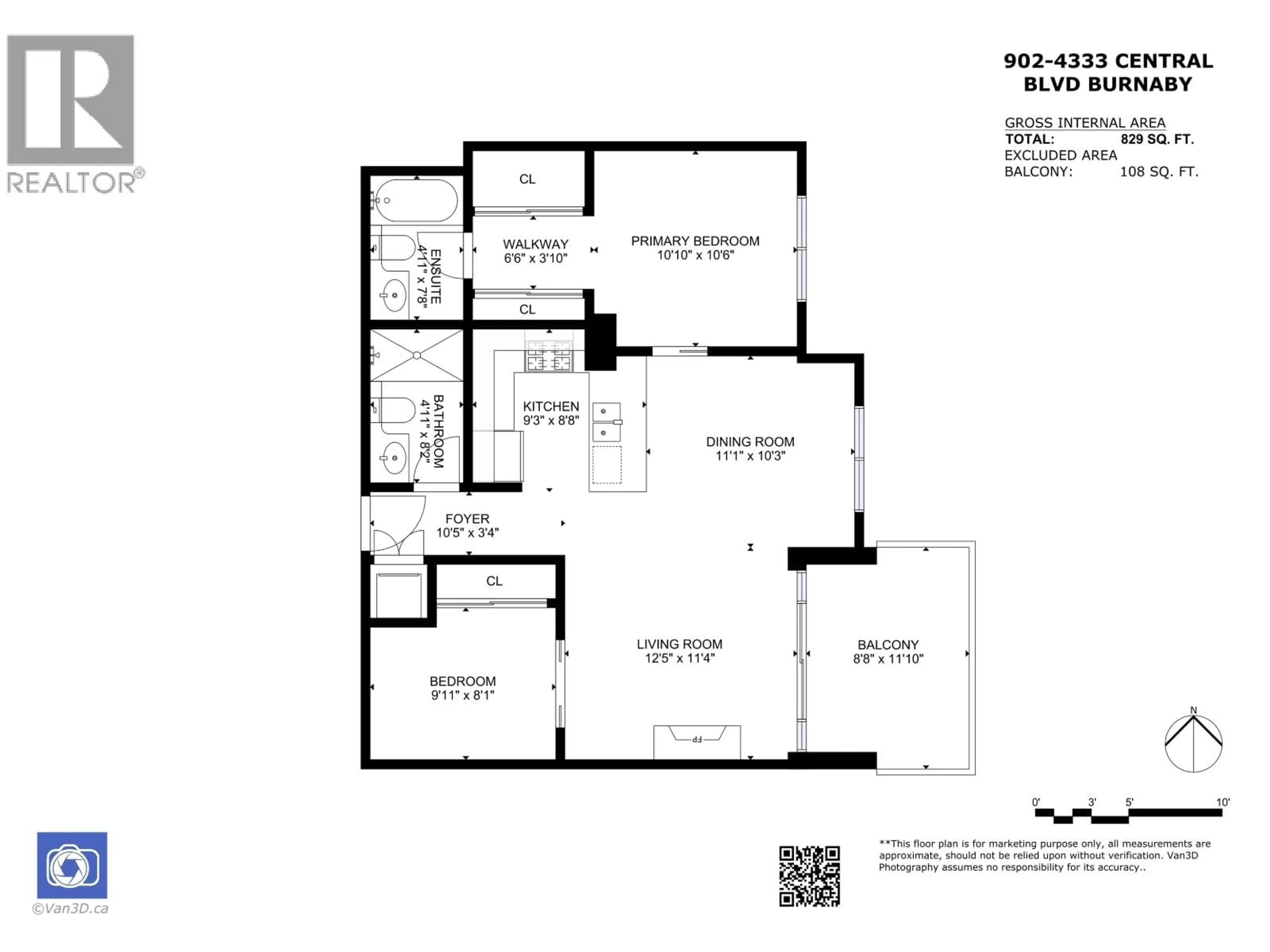 Floor plan for 902 - 4333 CENTRAL BOULEVARD, Burnaby British Columbia V5H4W8