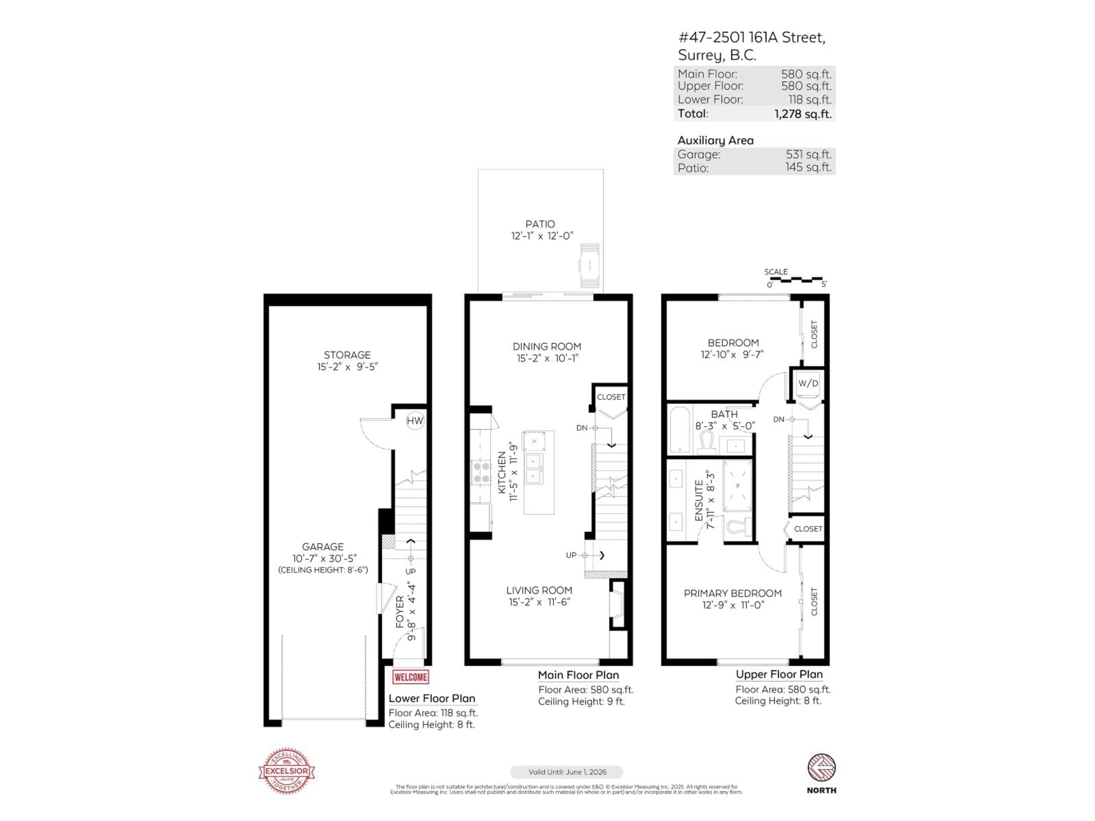 Floor plan for 47 - 2501 161A, Surrey British Columbia V3Z7Y6