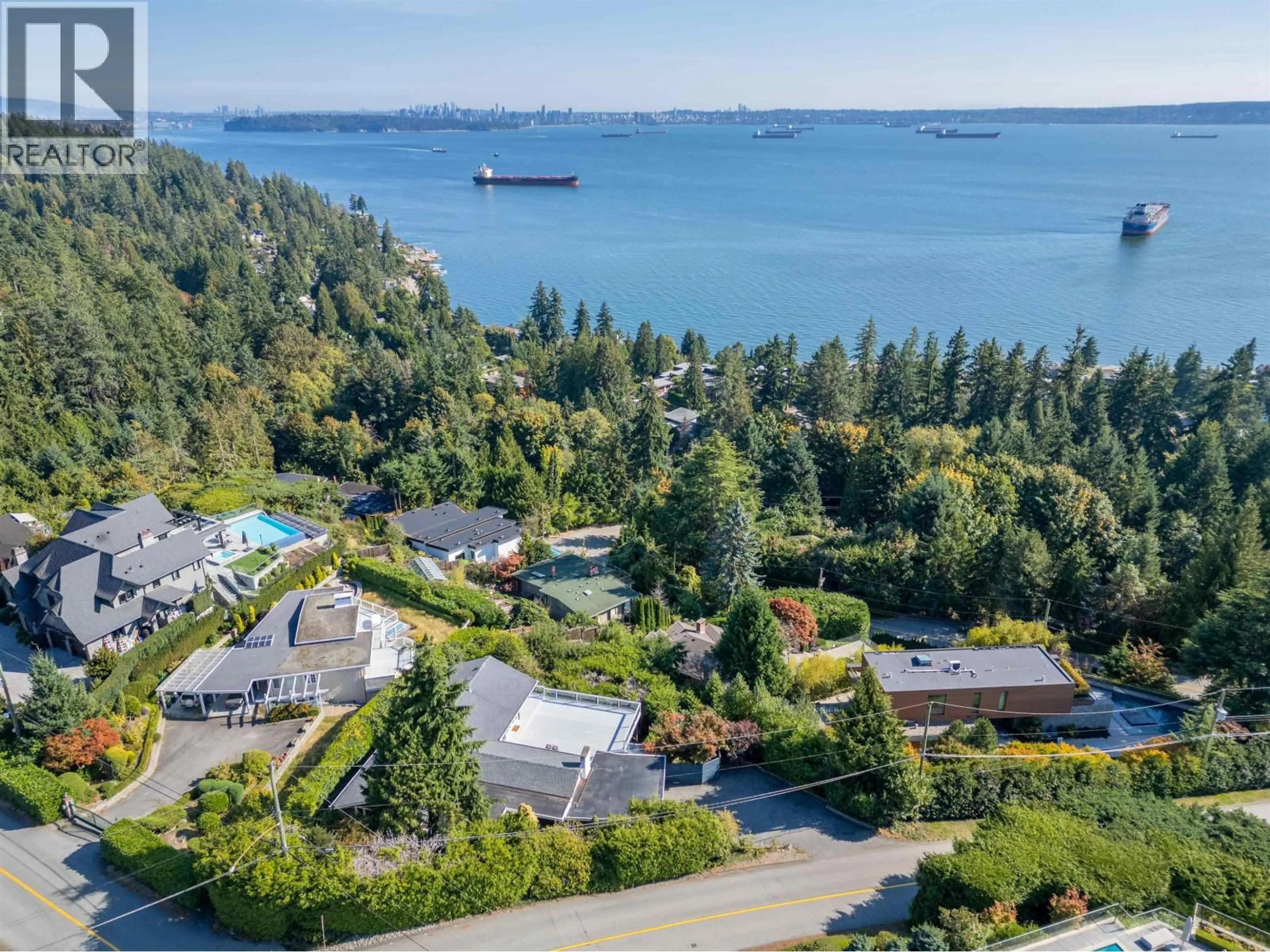 A pic from outside/outdoor area/front of a property/back of a property/a pic from drone, water/lake/river/ocean view for 4111 BURKEHILL ROAD, West Vancouver British Columbia V7V3L9