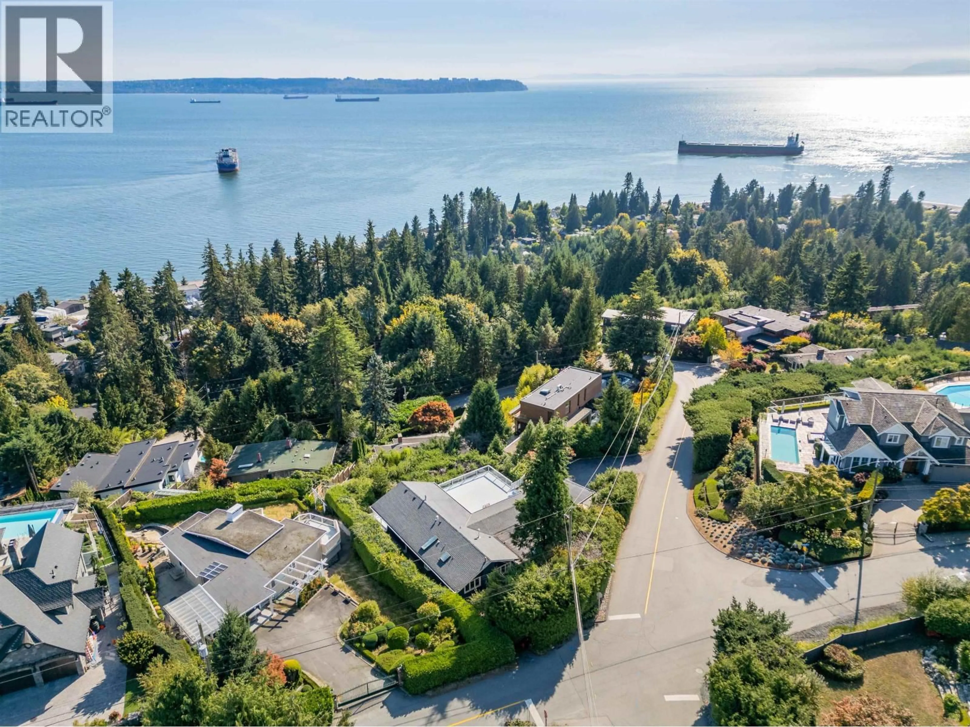 A pic from outside/outdoor area/front of a property/back of a property/a pic from drone, water/lake/river/ocean view for 4111 BURKEHILL ROAD, West Vancouver British Columbia V7V3L9
