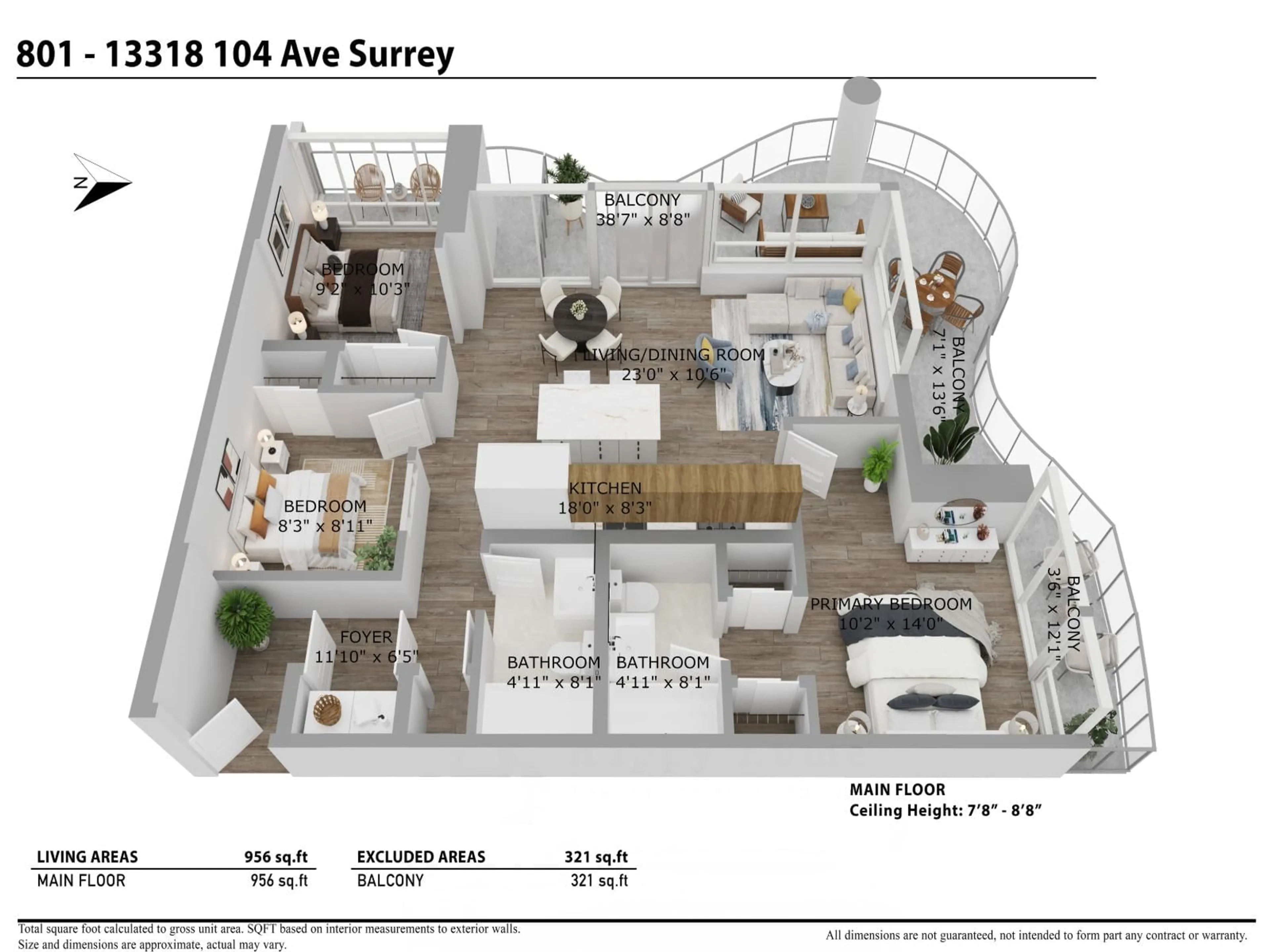 Floor plan for 801 - 13318 104, Surrey British Columbia V3T0R2