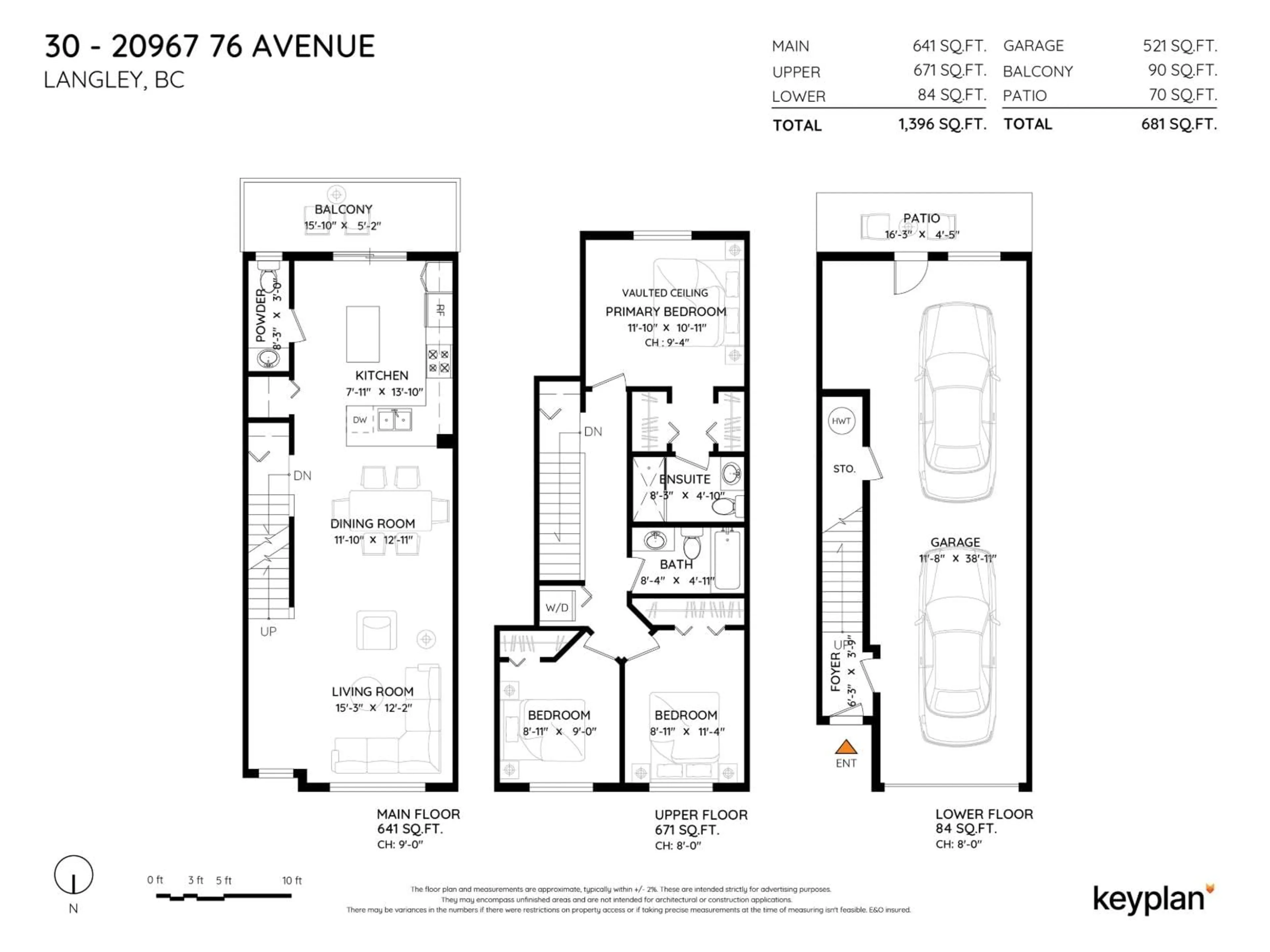 Floor plan for 30 - 20967 76, Langley British Columbia V2Y0L9