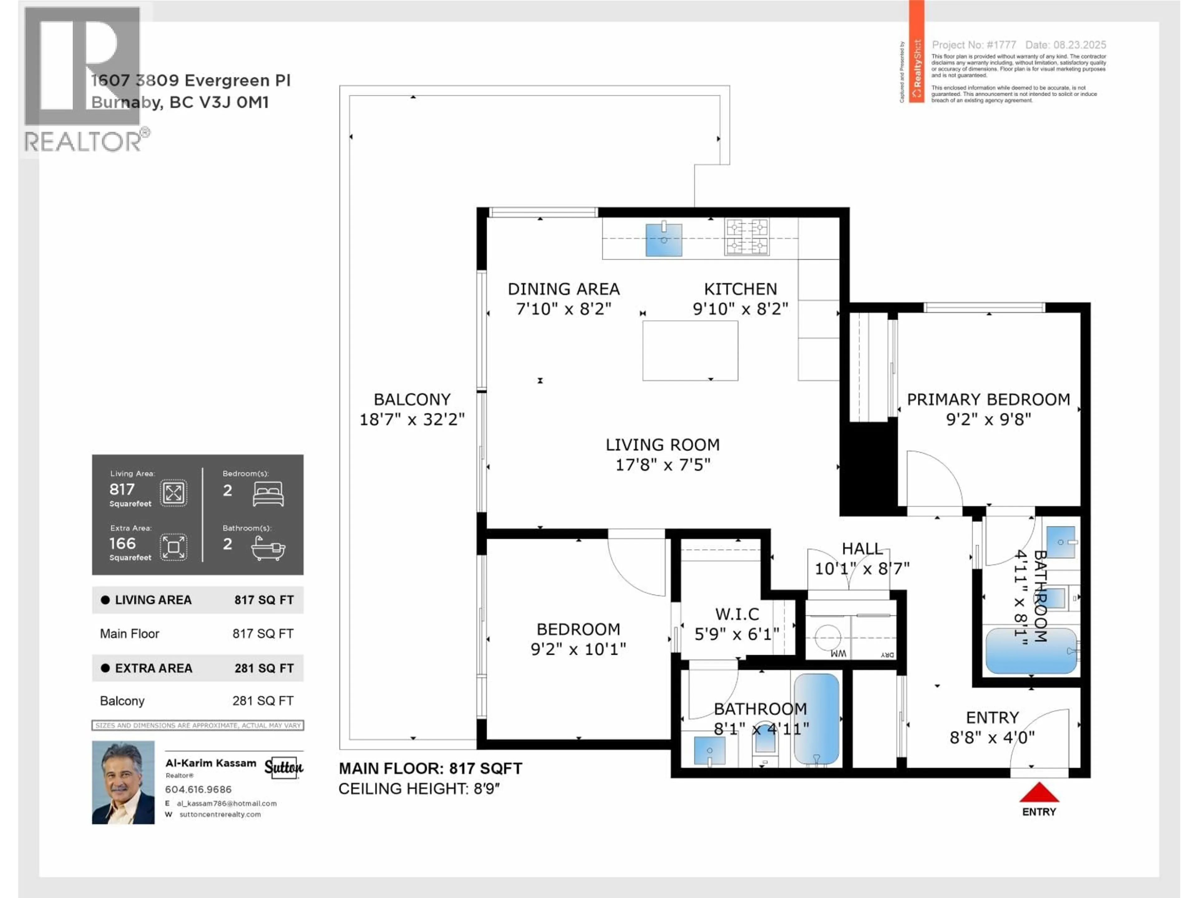 Floor plan for 1607 - 3809 EVERGREEN PLACE, Burnaby British Columbia V3J0M1