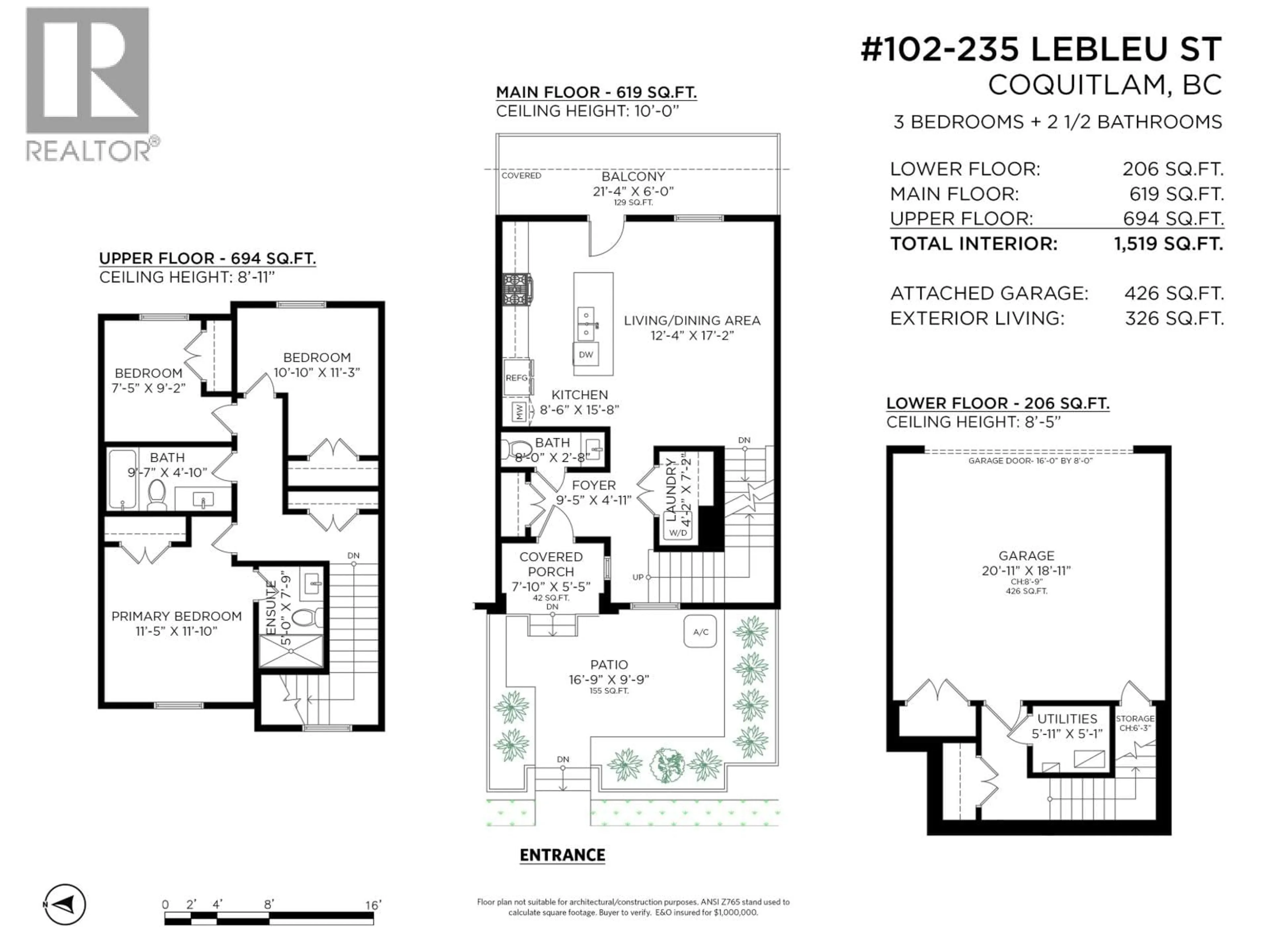 Floor plan for 102 - 235 LEBLEU STREET, Surrey British Columbia V3K4L7