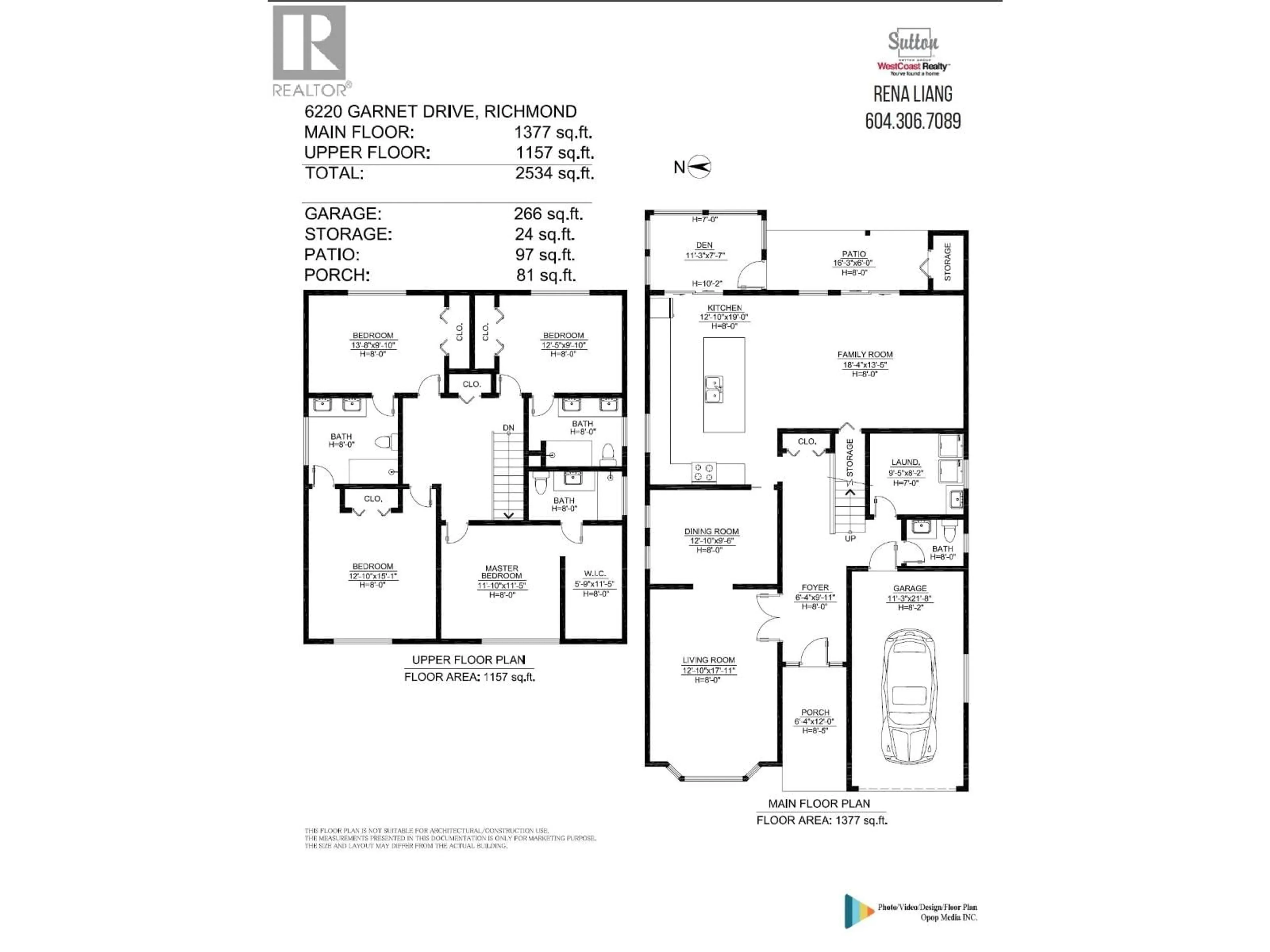 Floor plan for 6220 GARNET DRIVE, Richmond British Columbia V7C5B5