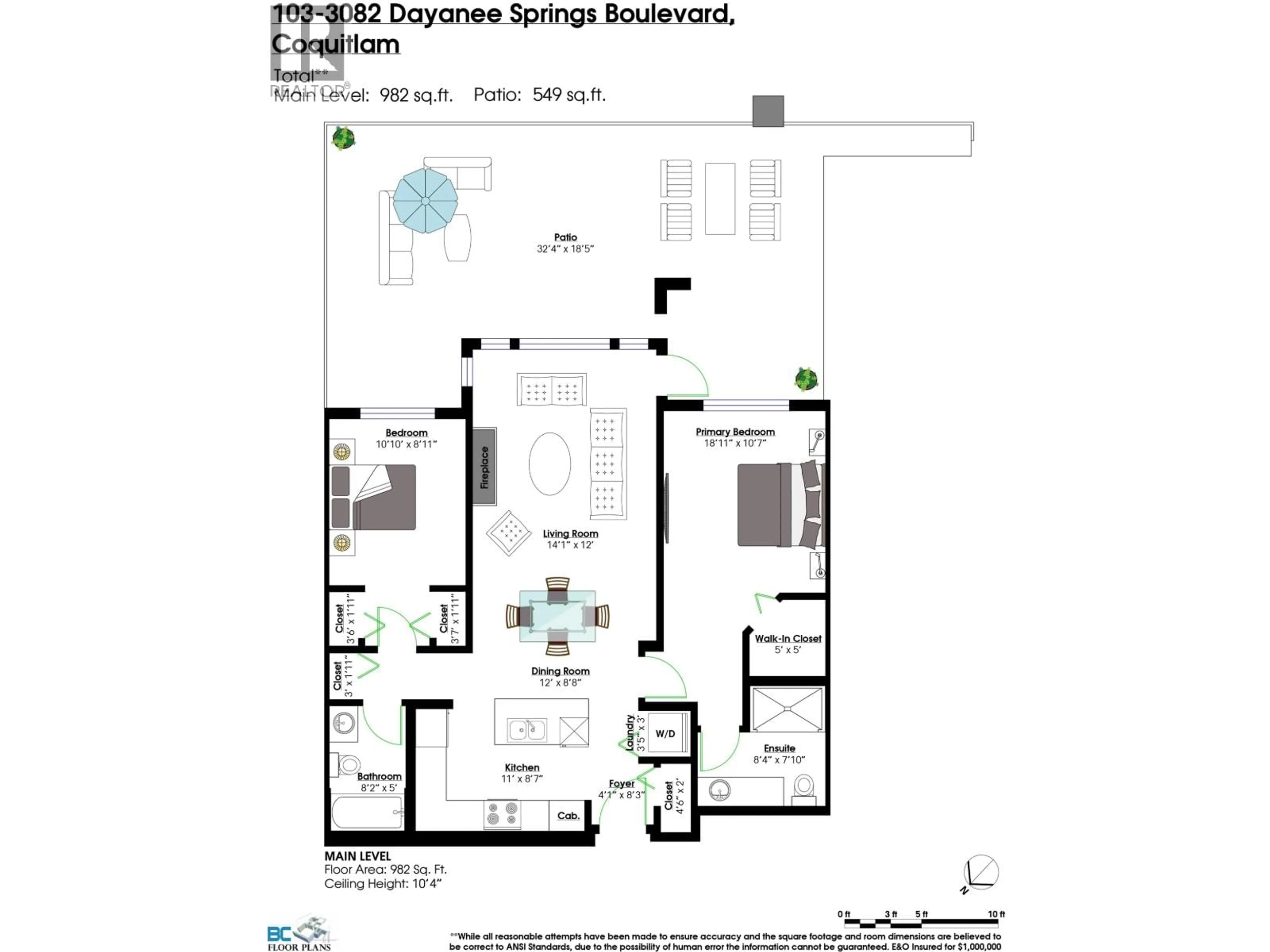 Floor plan for 103 - 3082 DAYANEE SPRINGS BOULEVARD, Coquitlam British Columbia V3E0A3