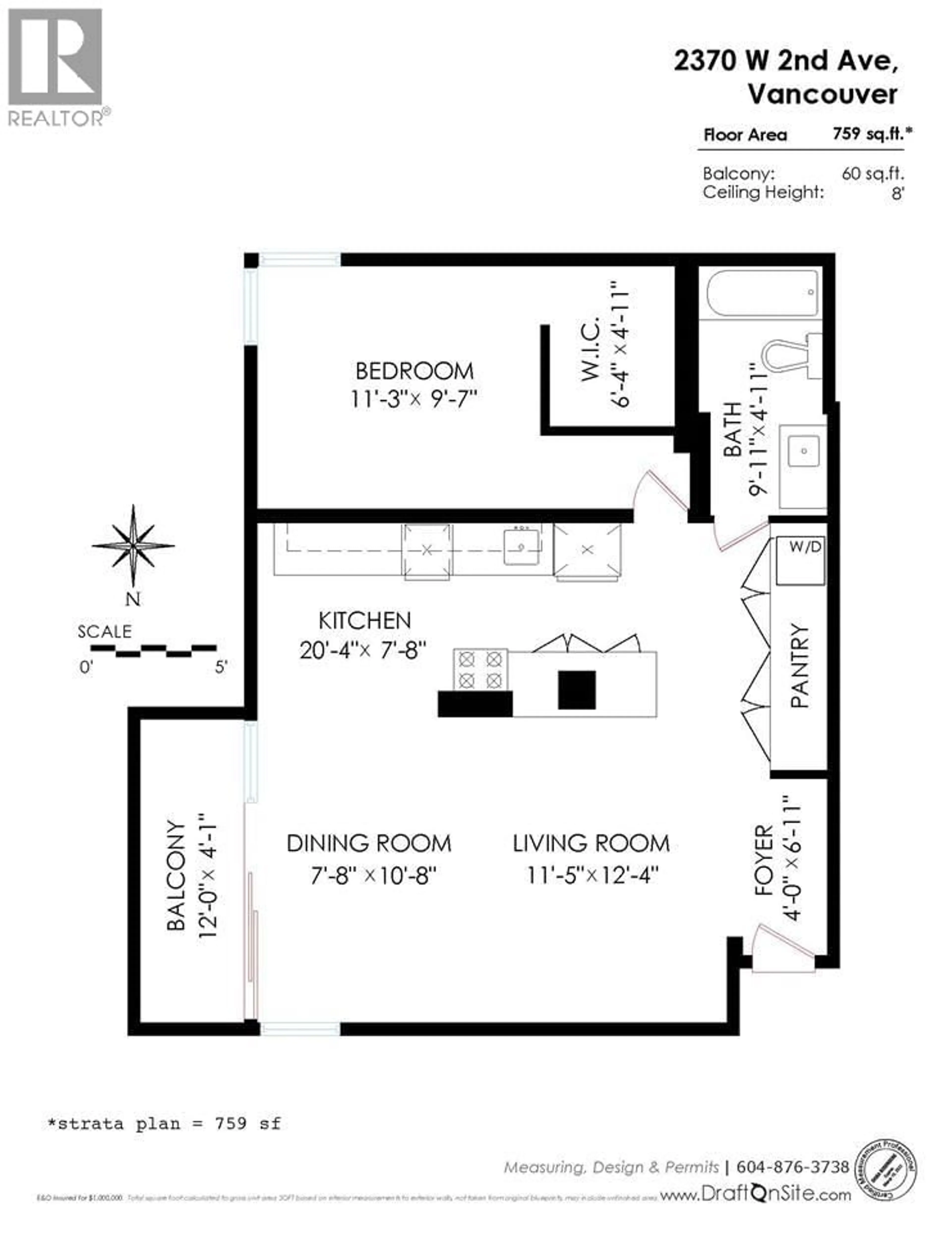 Floor plan for 304 - 2370 2ND AVENUE, Vancouver British Columbia V6K1J2