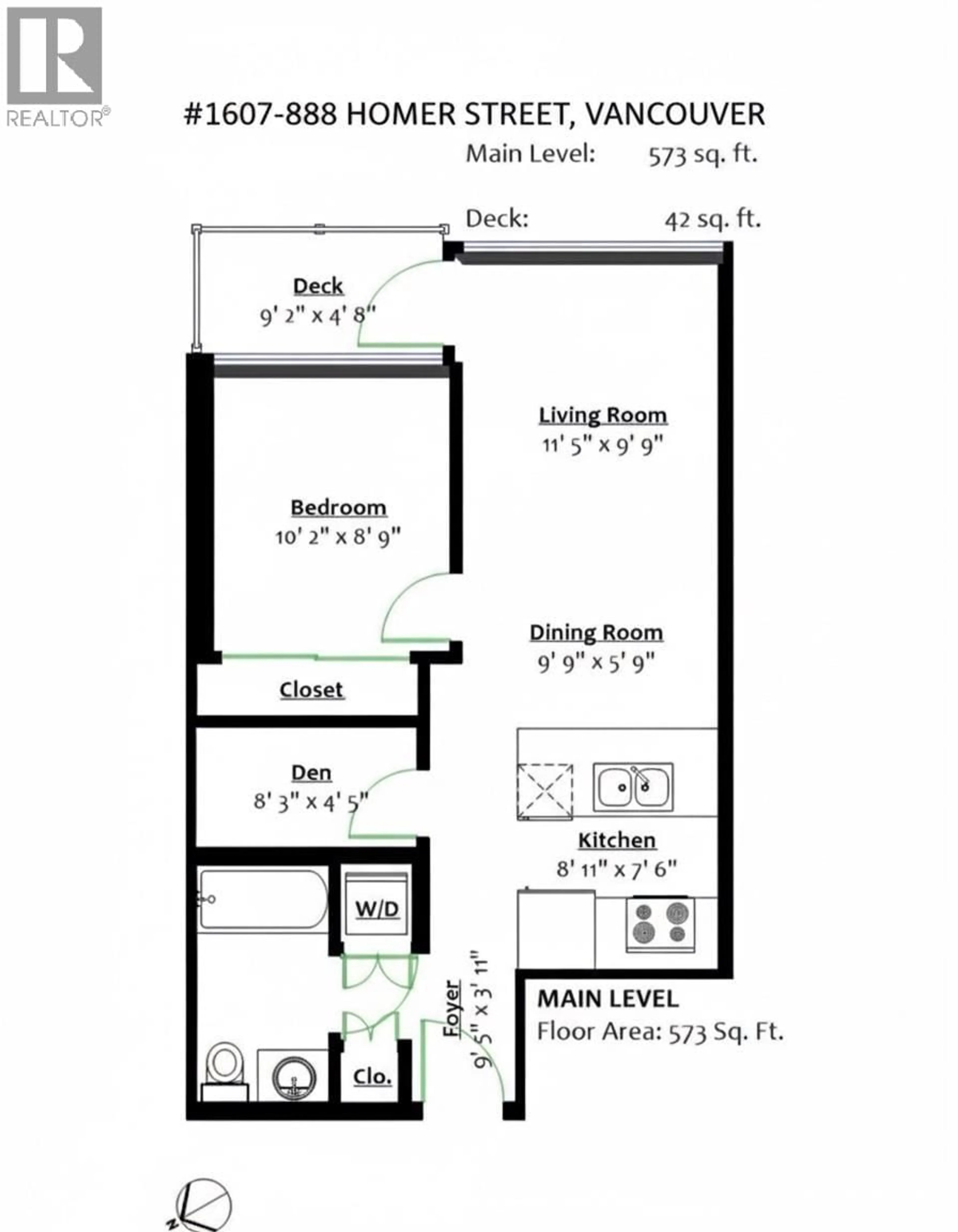Floor plan for 1607 - 888 HOMER STREET, Vancouver British Columbia V6C0B5