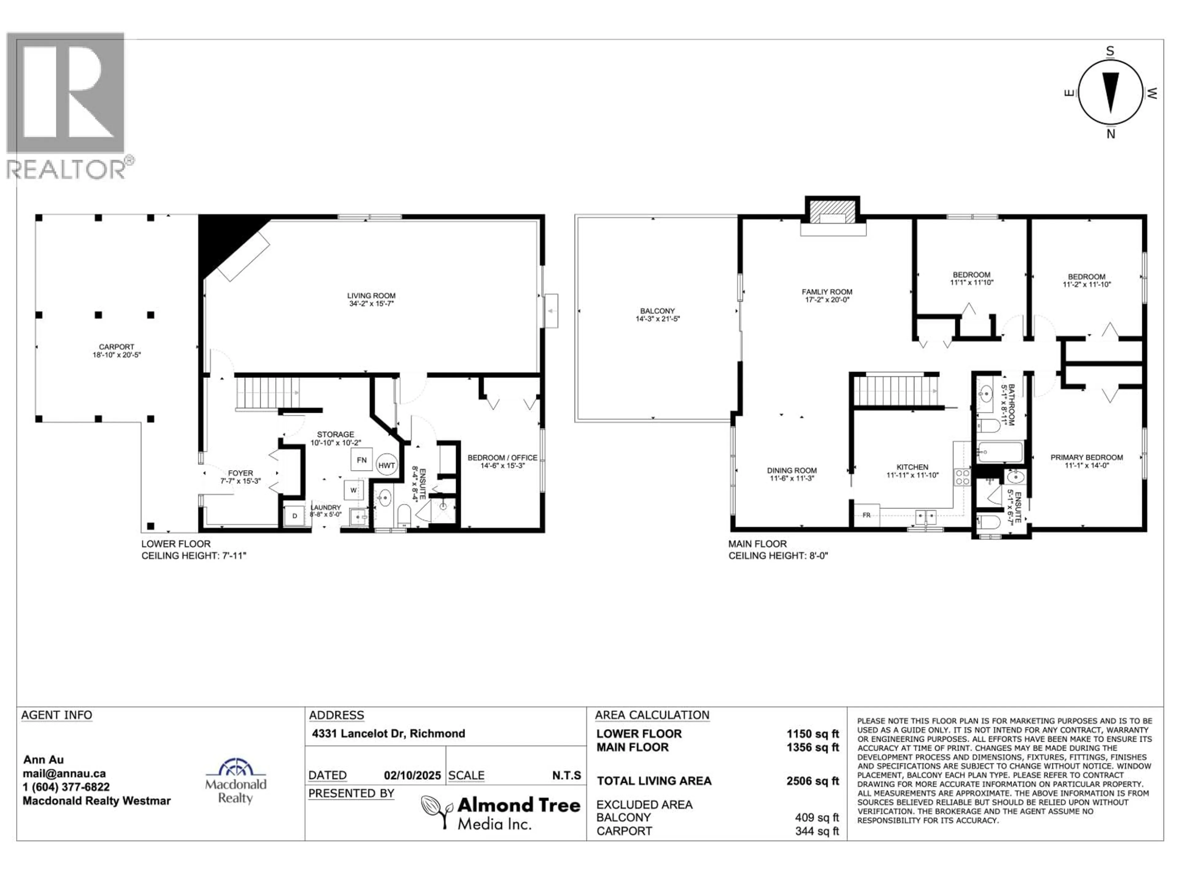 Floor plan for 4331 LANCELOT DRIVE, Richmond British Columbia V7C4S4