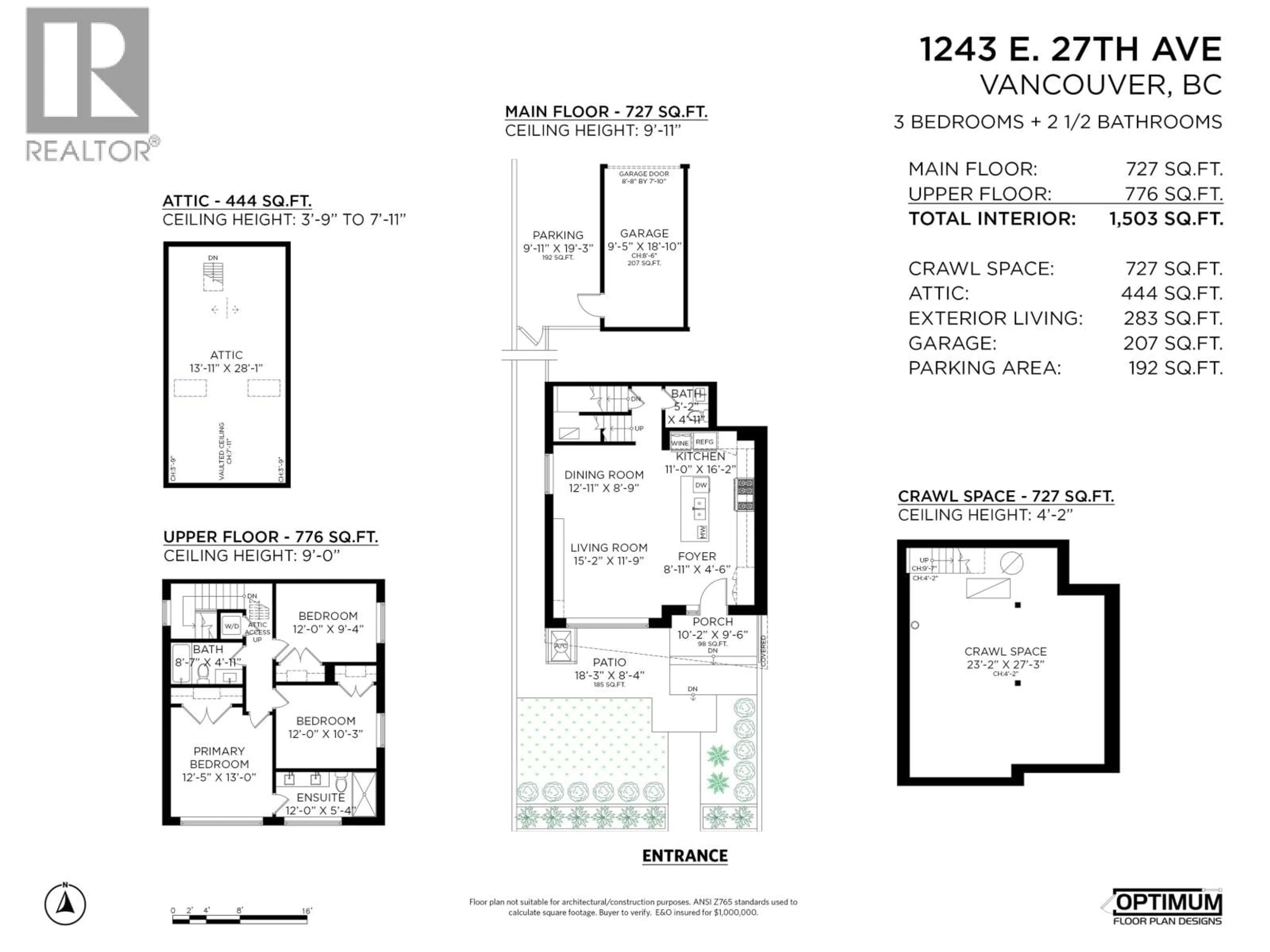 Floor plan for 1 - 1243 27TH AVENUE, Vancouver British Columbia V5V2L9