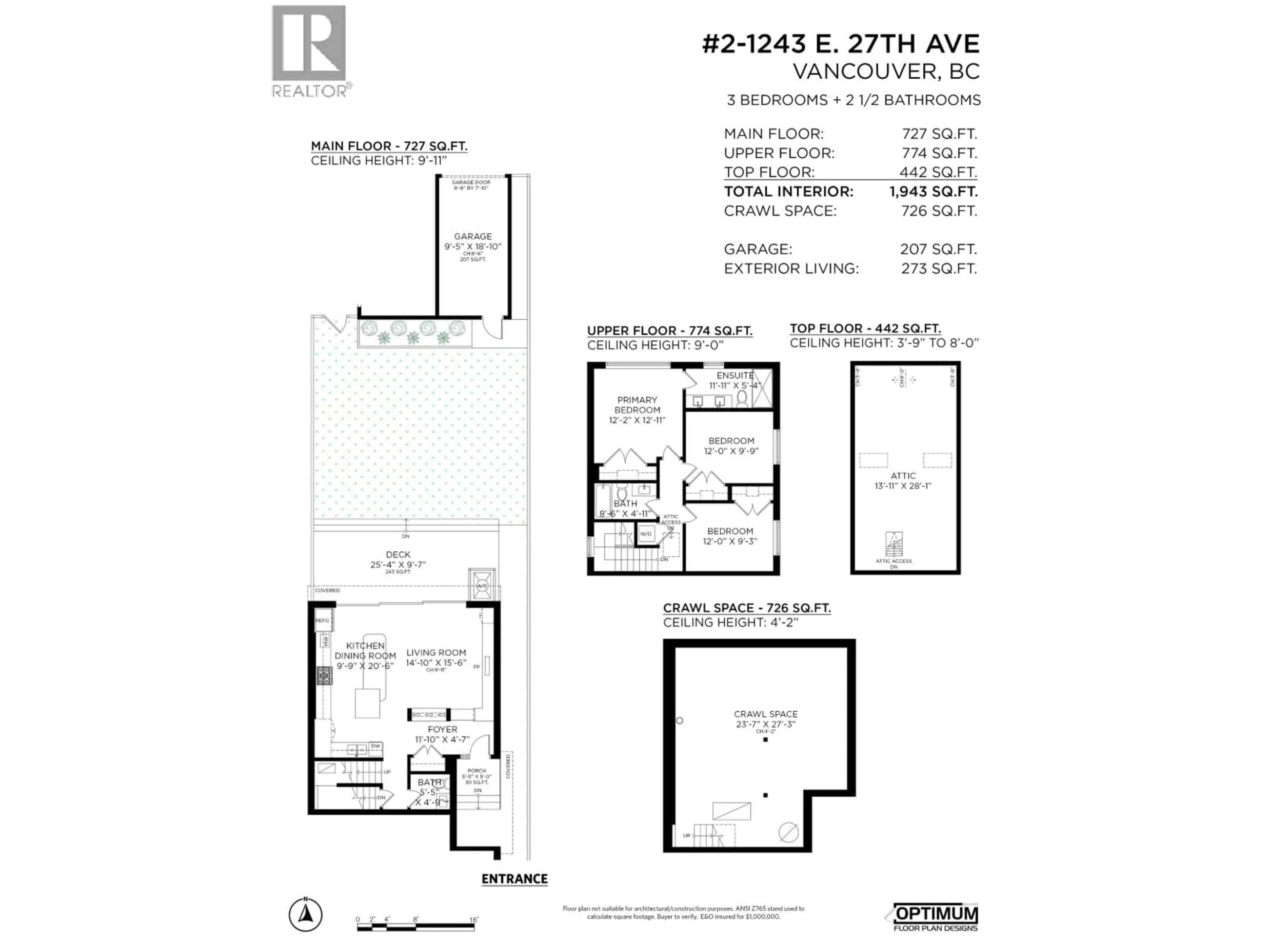 Floor plan for 2 - 1243 27TH AVENUE, Vancouver British Columbia V5V2L9
