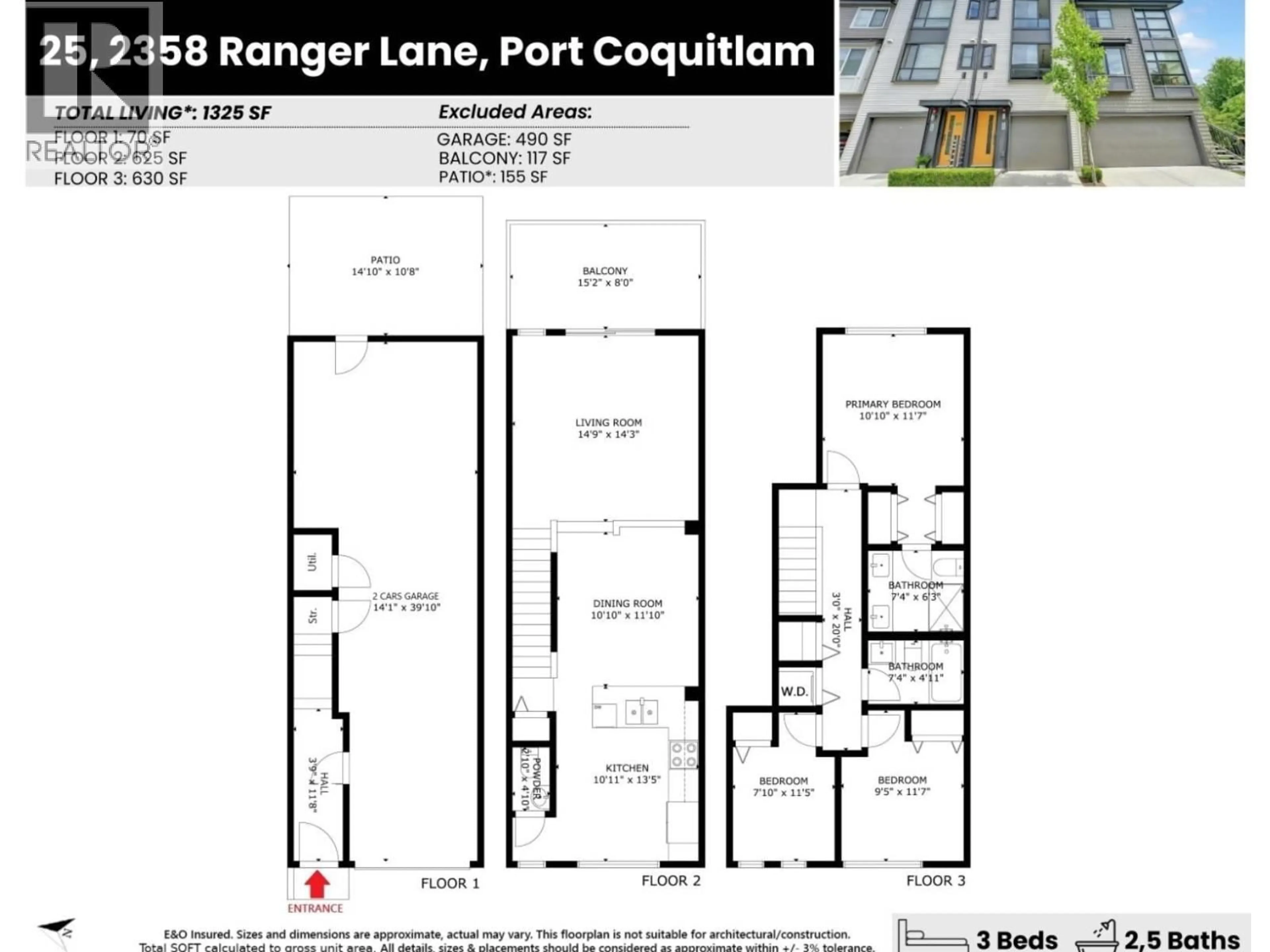 Floor plan for 25 - 2358 RANGER LANE, Port Coquitlam British Columbia V3B0L5