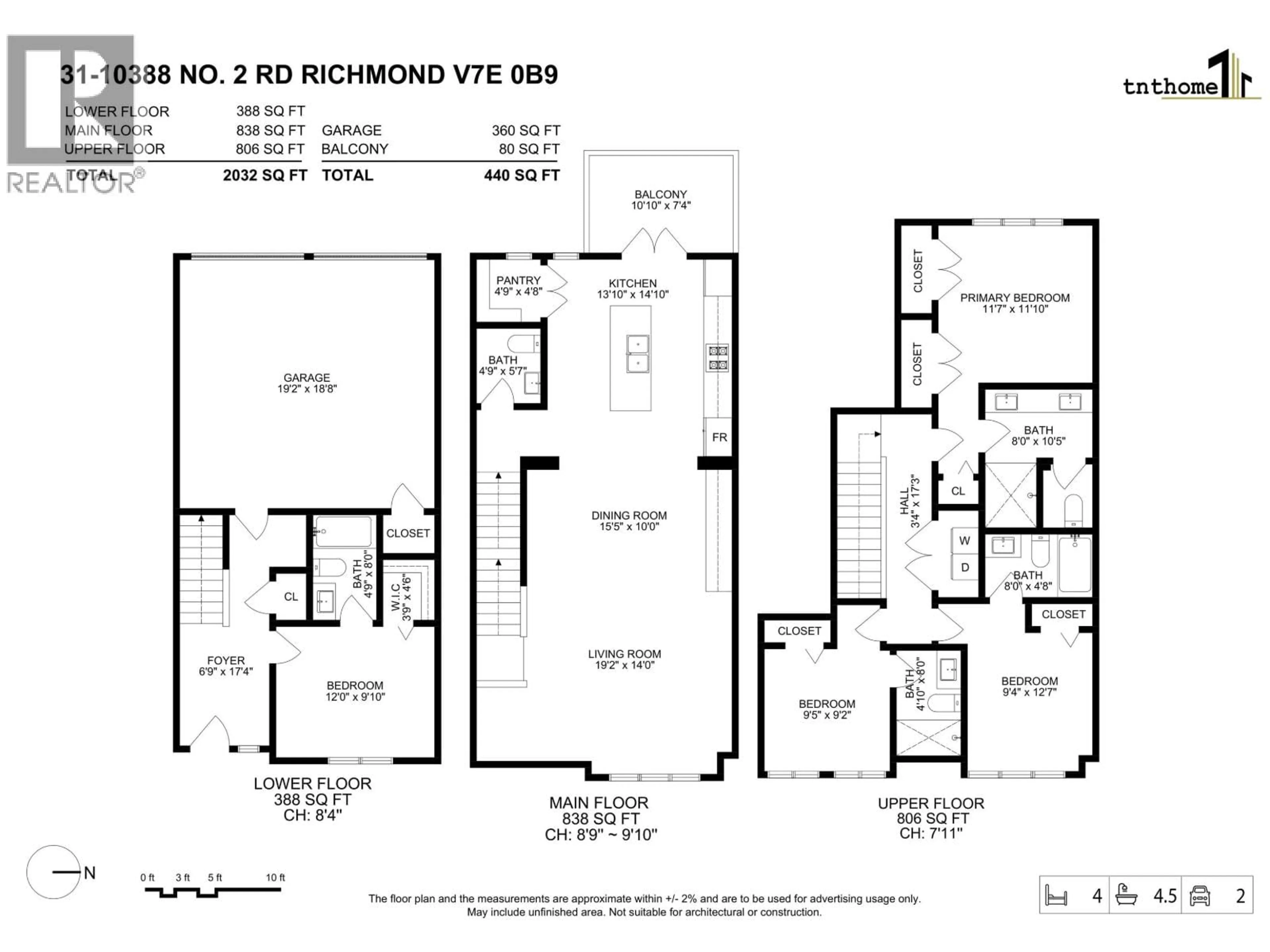 Floor plan for 31 - 10388 NO. 2 ROAD, Richmond British Columbia V7E0B9