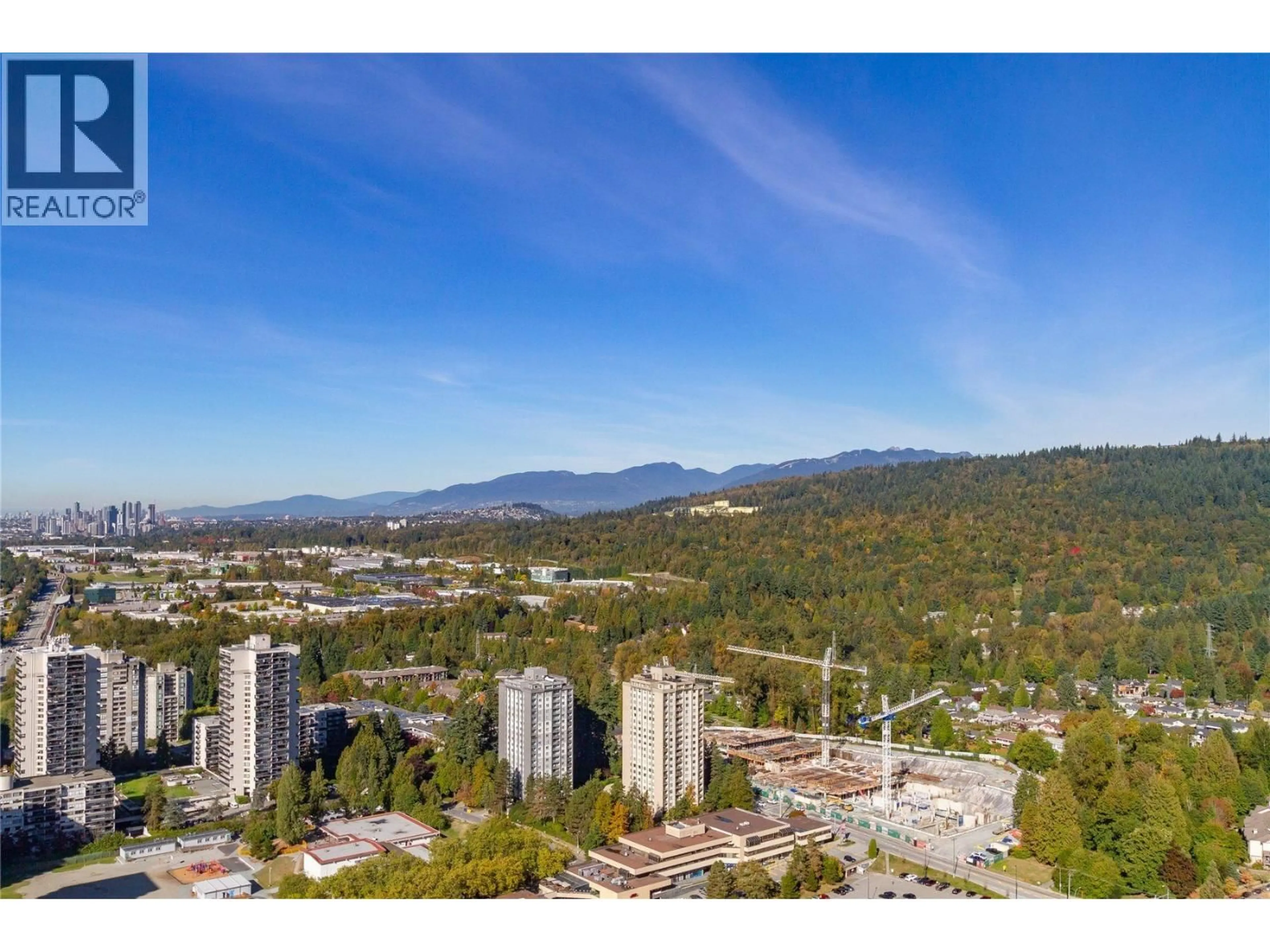 A pic from outside/outdoor area/front of a property/back of a property/a pic from drone, mountain view for 4101 - 3809 EVERGREEN PLACE, Burnaby British Columbia V3J0M1