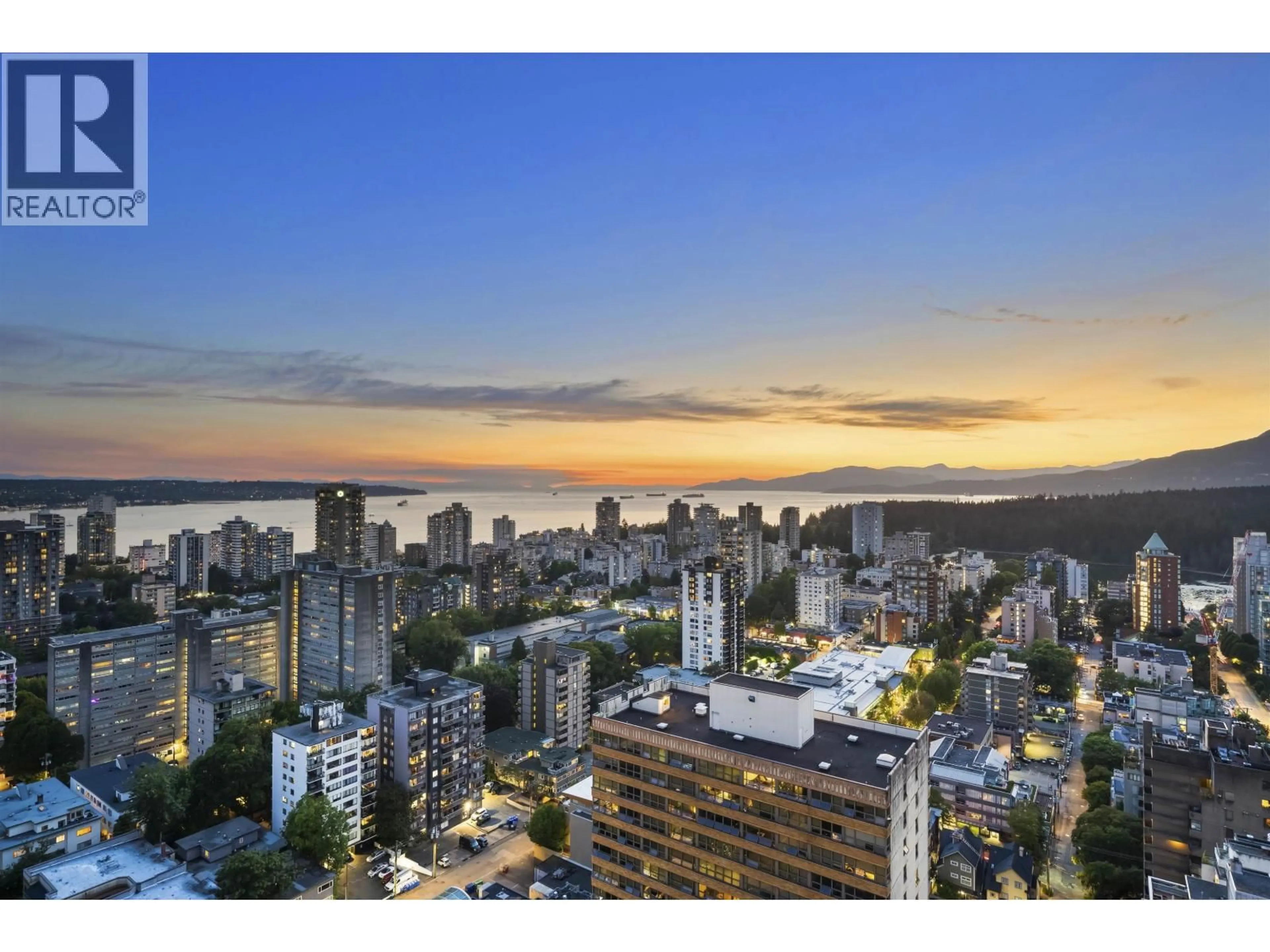 A pic from outside/outdoor area/front of a property/back of a property/a pic from drone, city buildings view from balcony for 3403 - 1568 ALBERNI STREET, Vancouver British Columbia V6G0E3