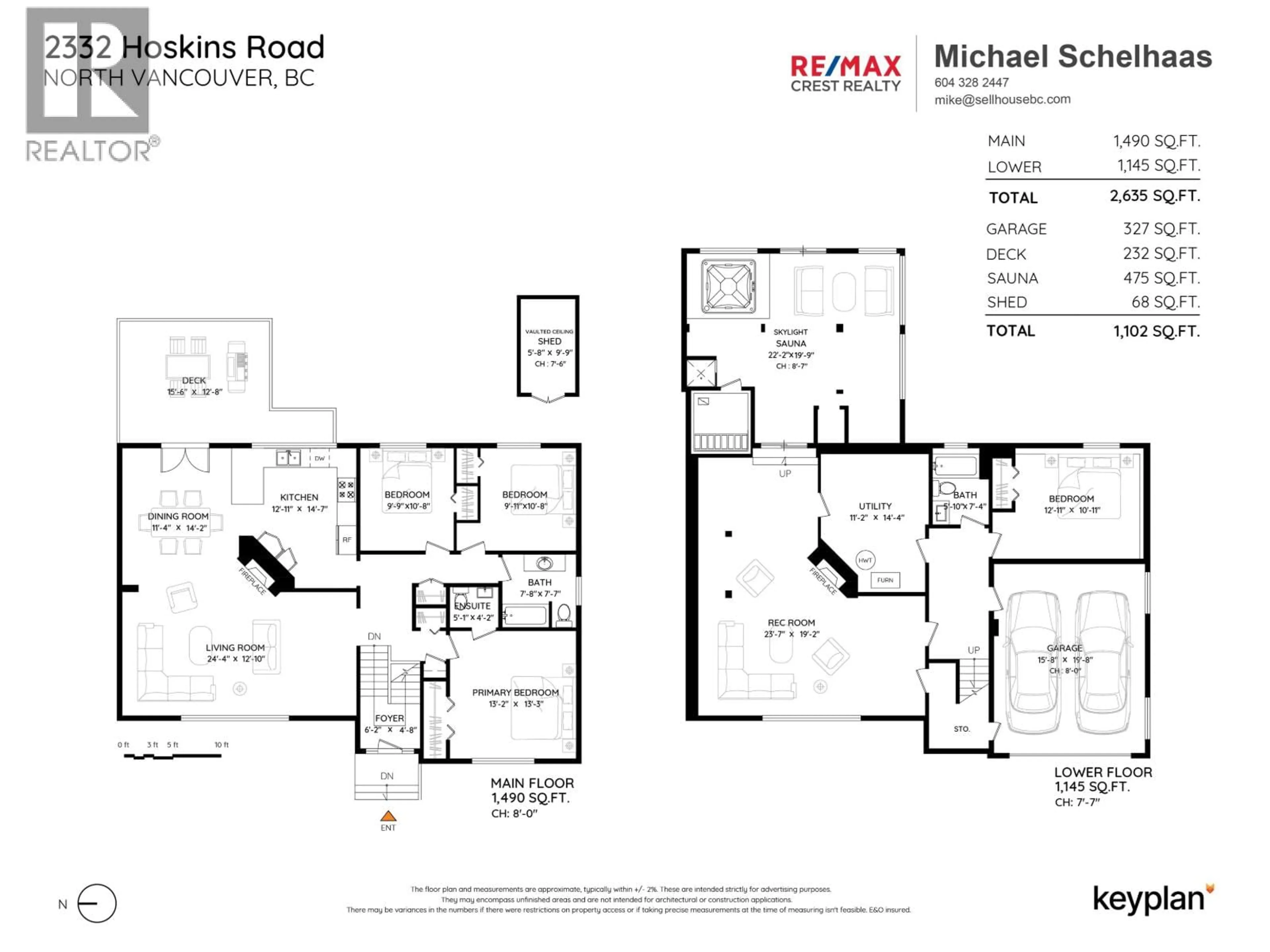 Floor plan for 2332 HOSKINS ROAD, North Vancouver British Columbia V7J3A3