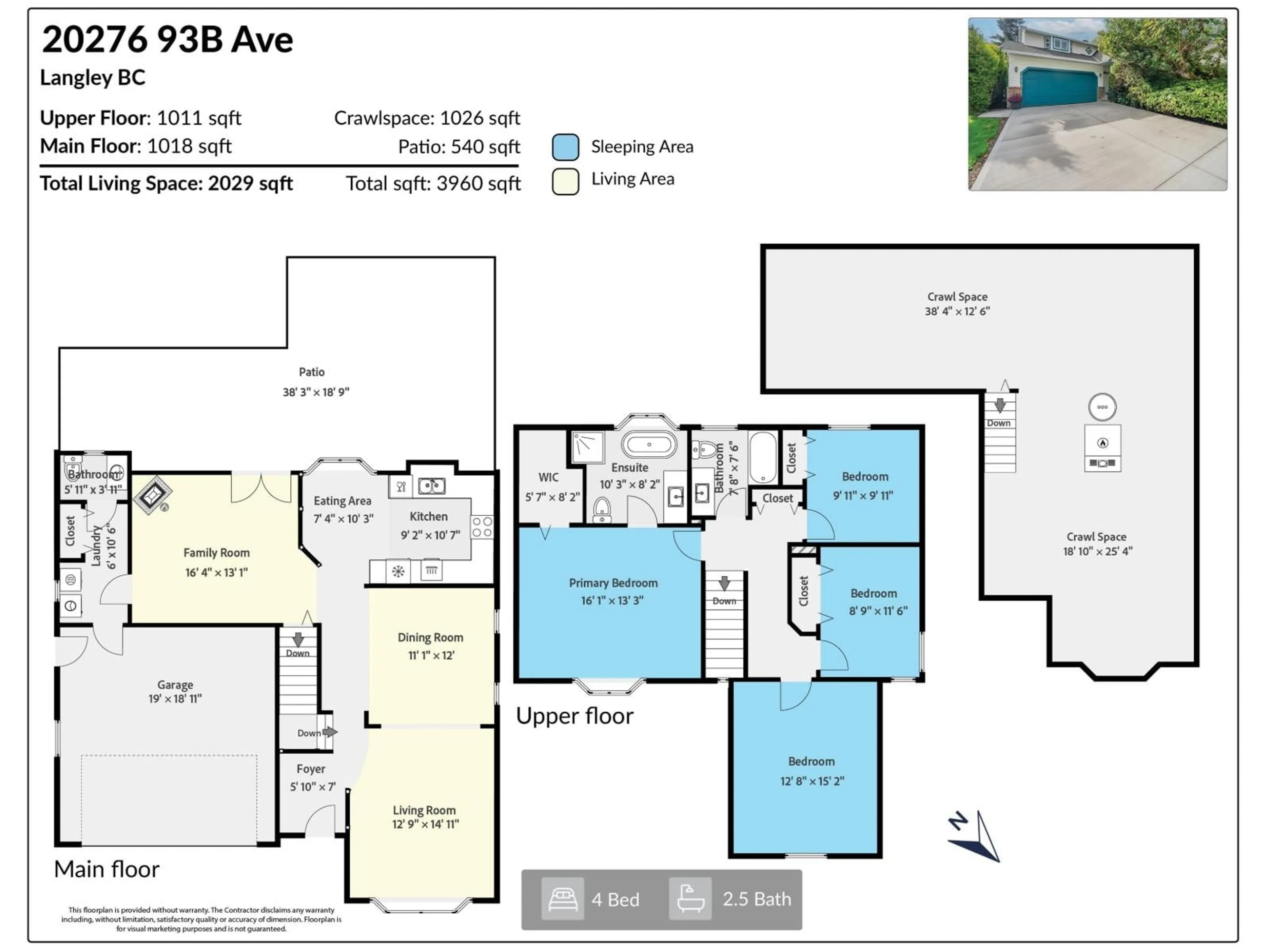 Floor plan for 20276 93B, Langley British Columbia V1M1Y7