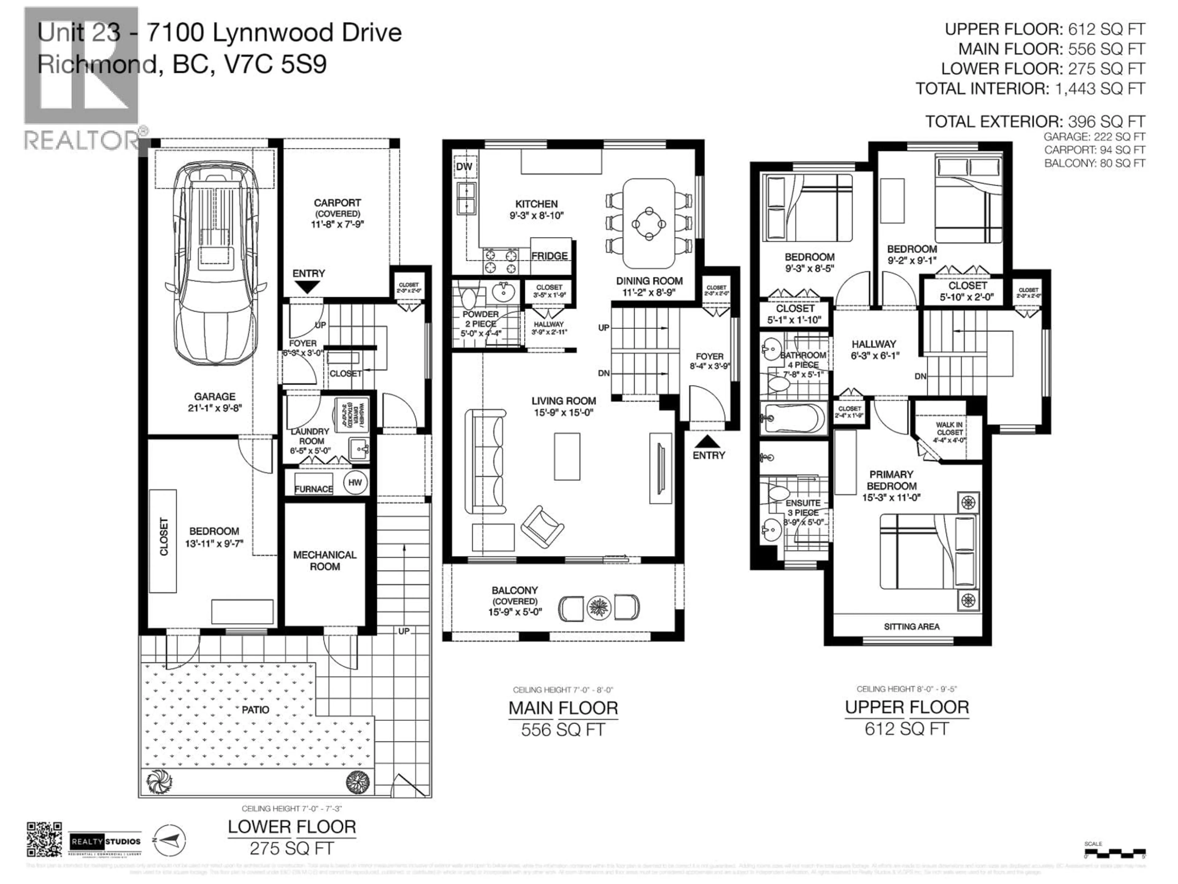 Floor plan for 23 - 7100 LYNNWOOD DRIVE, Richmond British Columbia V7C5S8