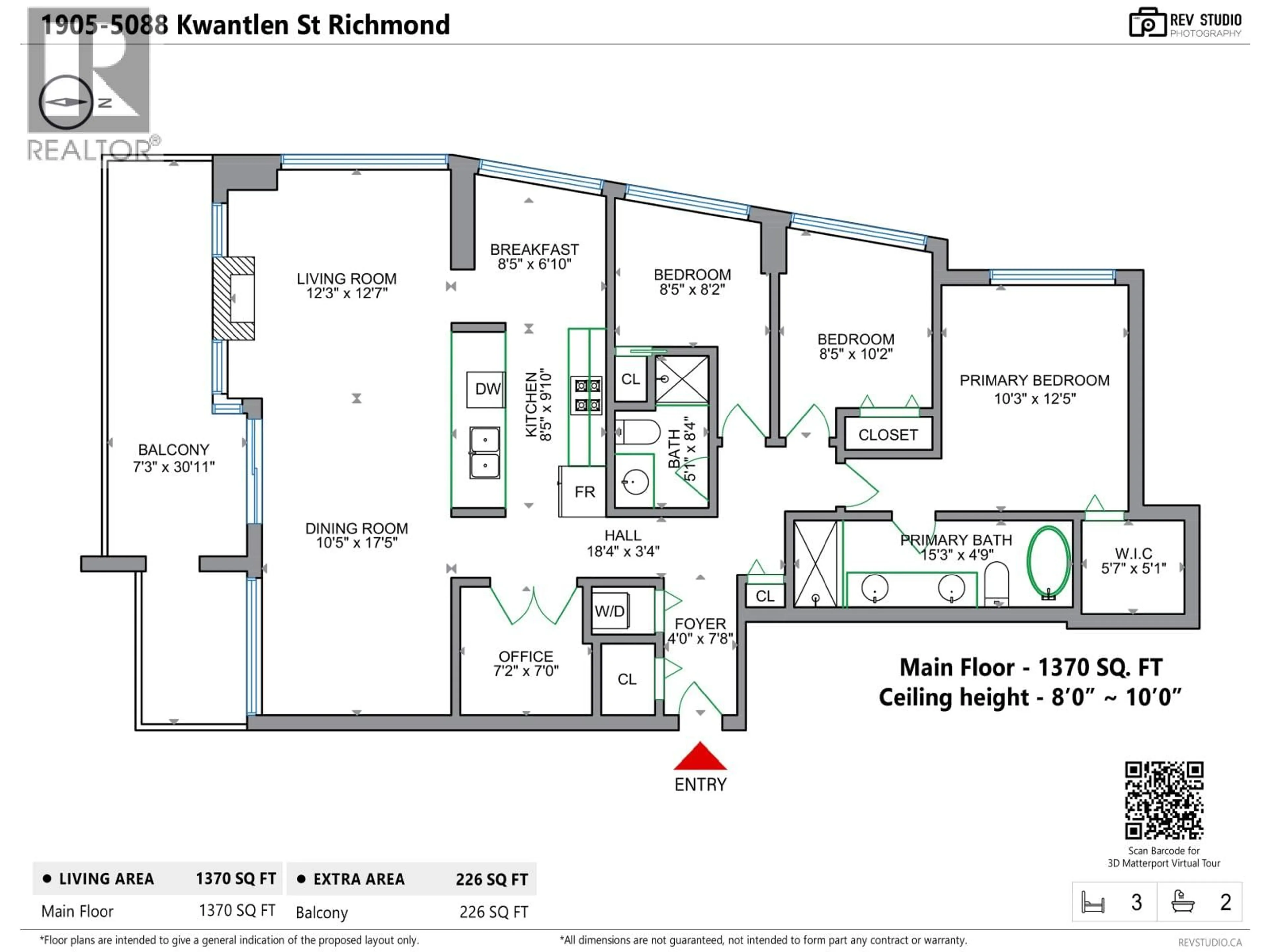 Floor plan for 1905 - 5088 KWANTLEN STREET, Richmond British Columbia V6X4K5