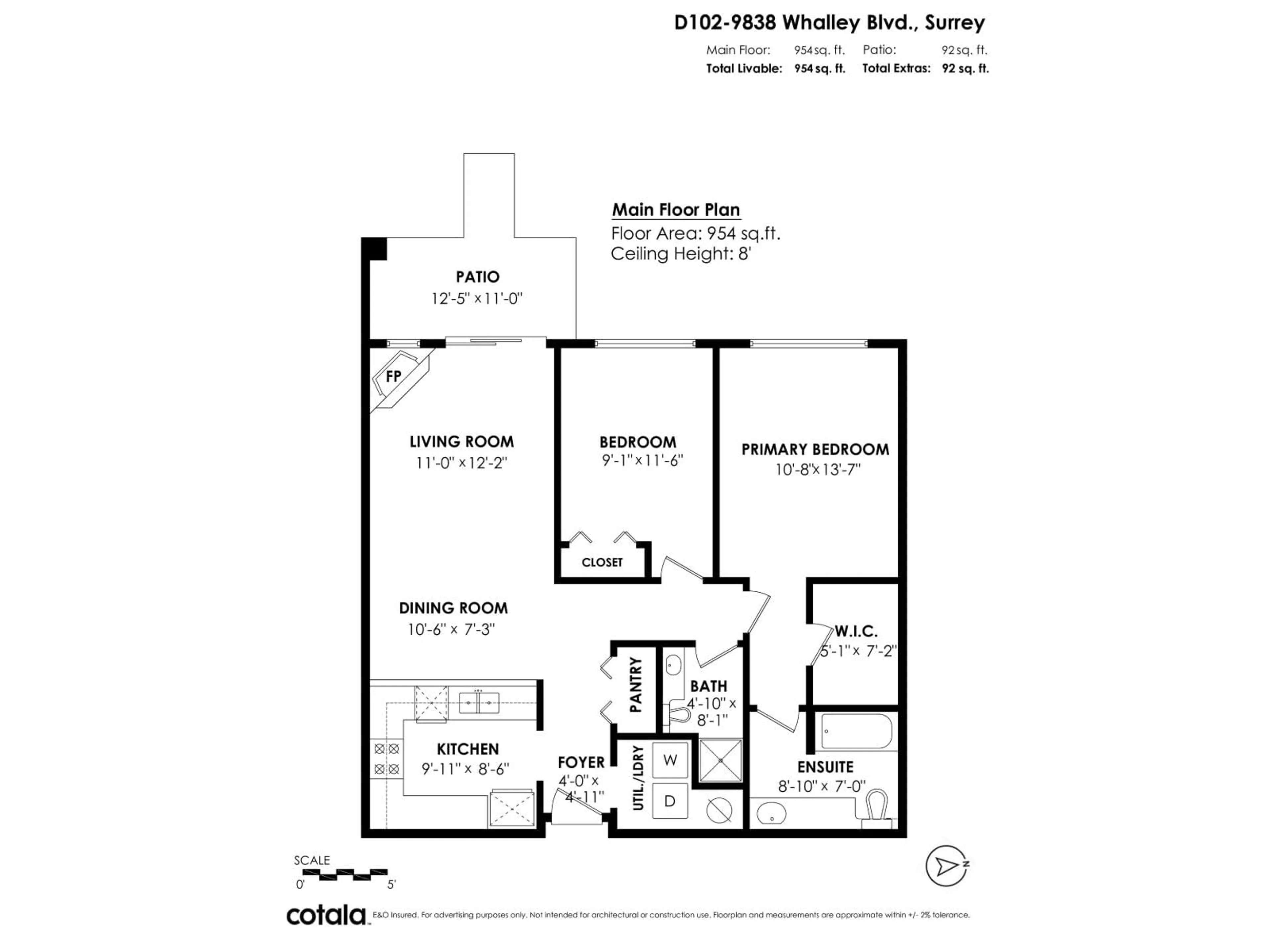 Floor plan for D102 - 9838 WHALLEY, Surrey British Columbia V3T5S8
