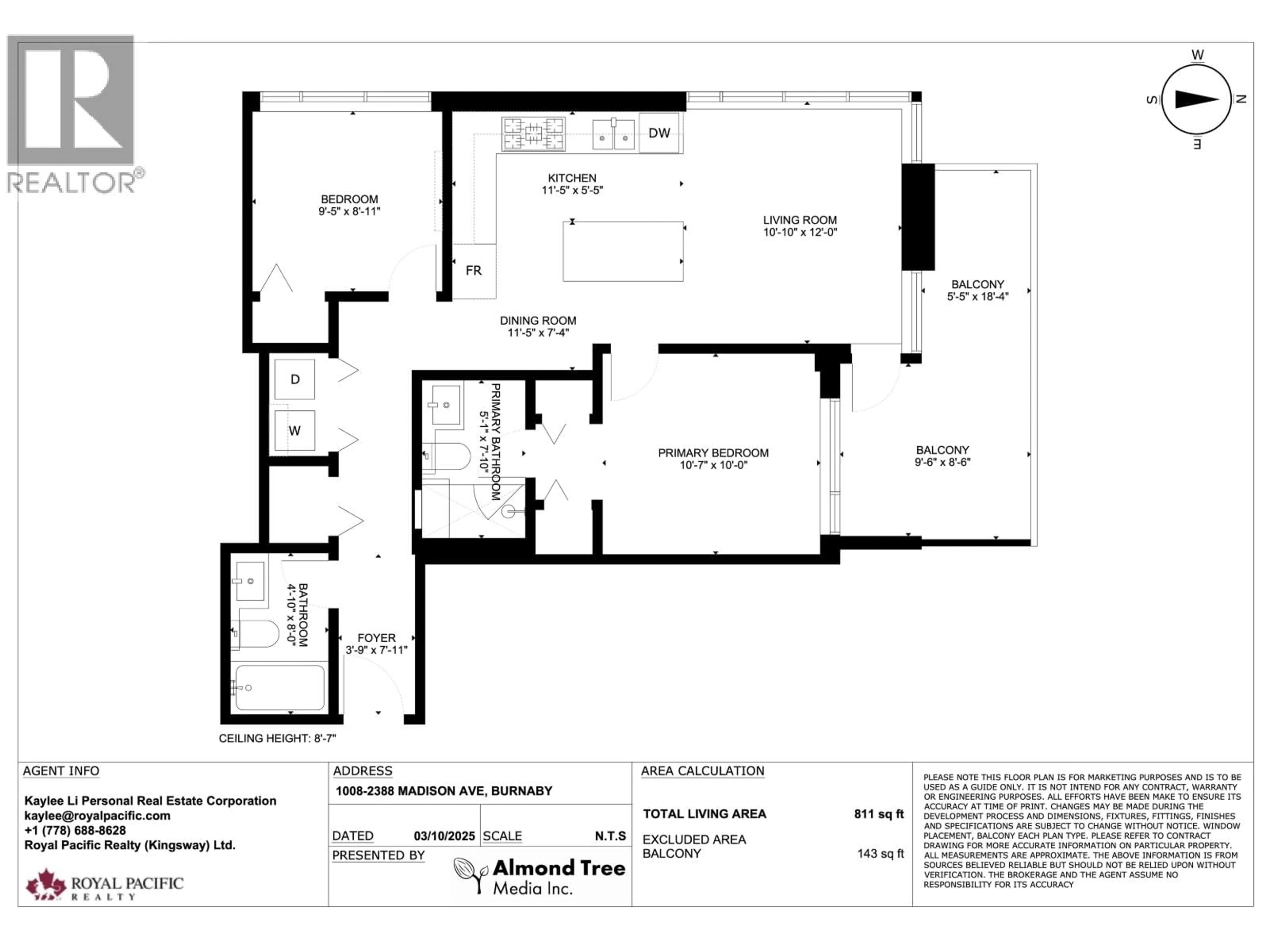 Floor plan for 1008 - 2388 MADISON AVENUE, Burnaby British Columbia V5C0K8