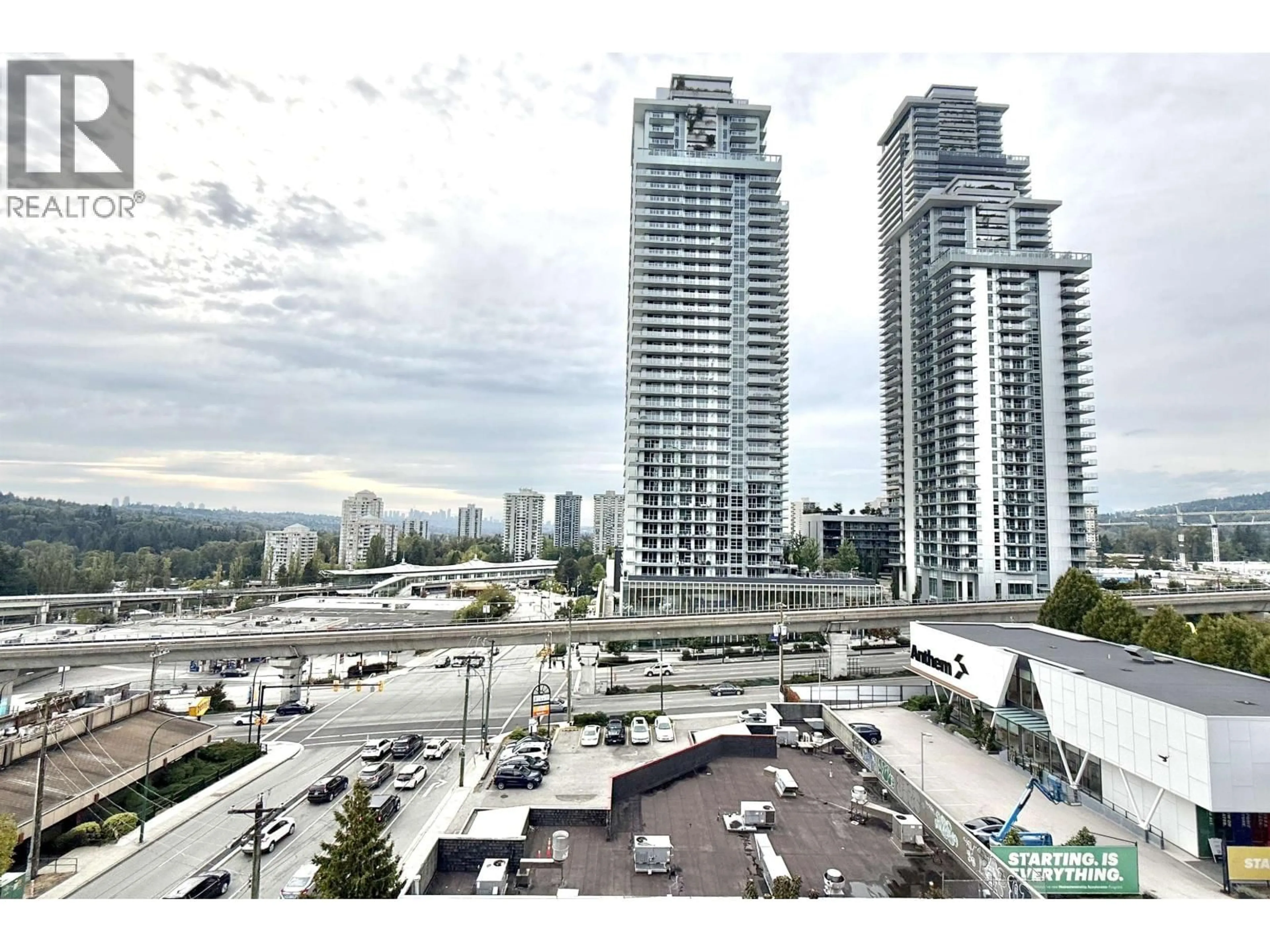 A pic from outside/outdoor area/front of a property/back of a property/a pic from drone, city buildings view from balcony for 702 - 518 WHITING WAY, Coquitlam British Columbia V3J0H7