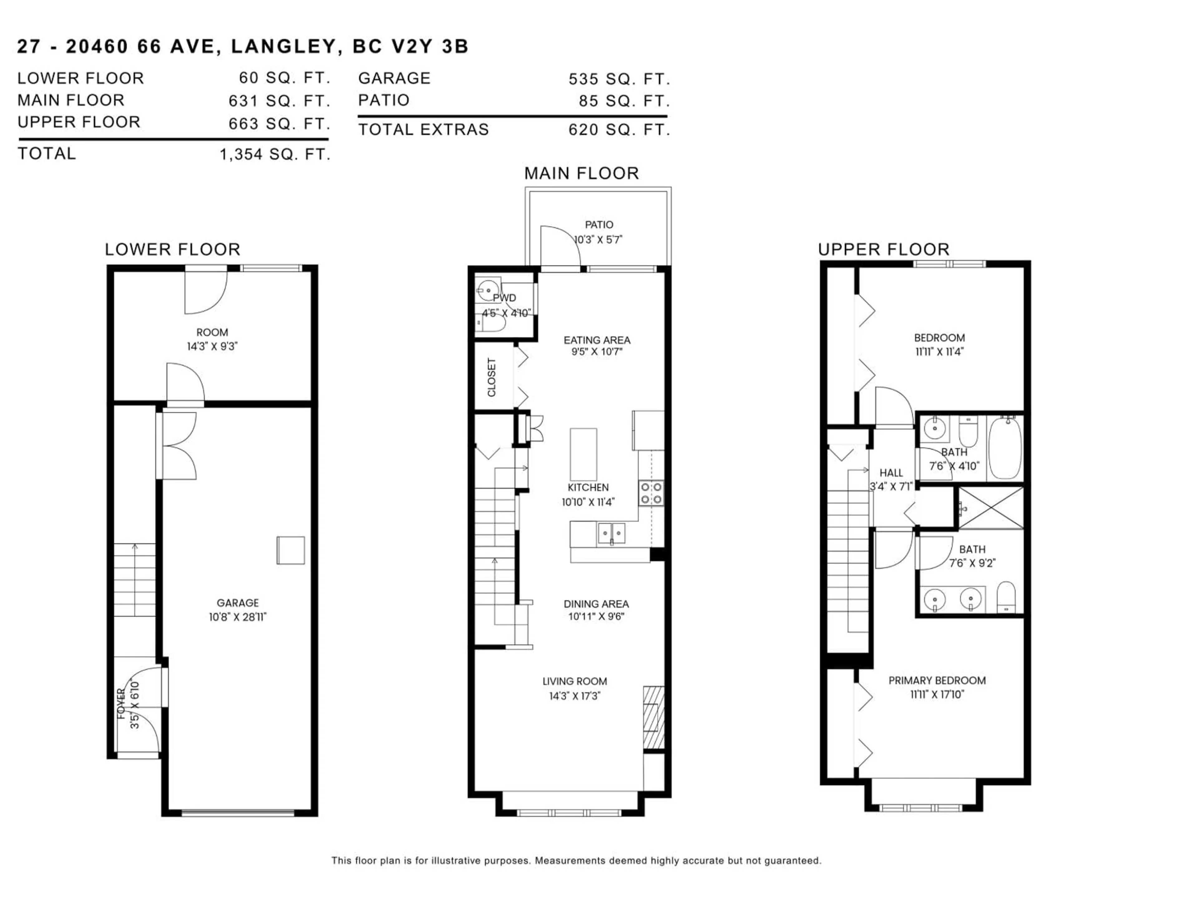 Floor plan for 27 - 20460 66, Langley British Columbia V2Y3B6