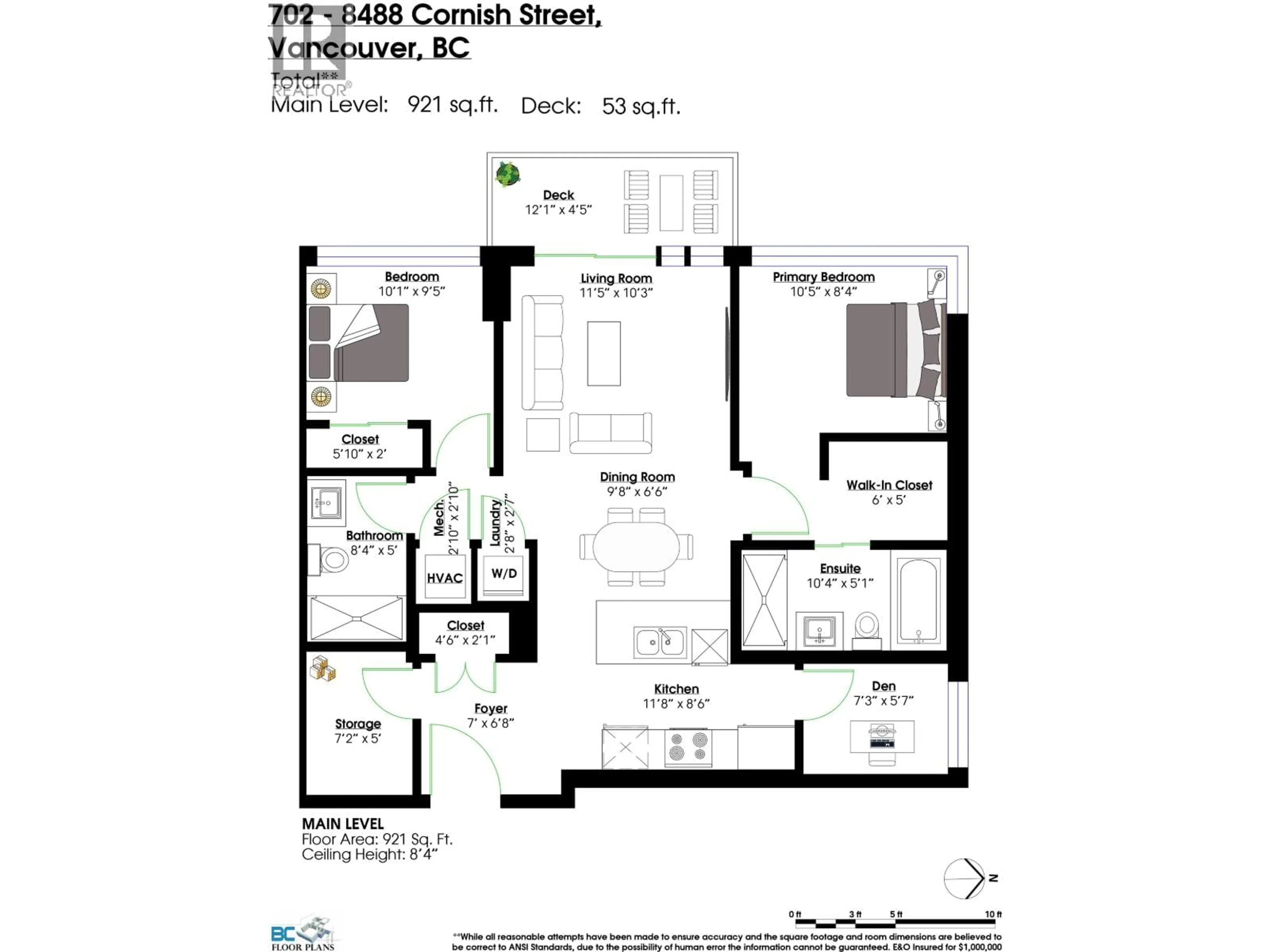 Floor plan for 702 - 8488 CORNISH STREET, Vancouver British Columbia V6P0C2