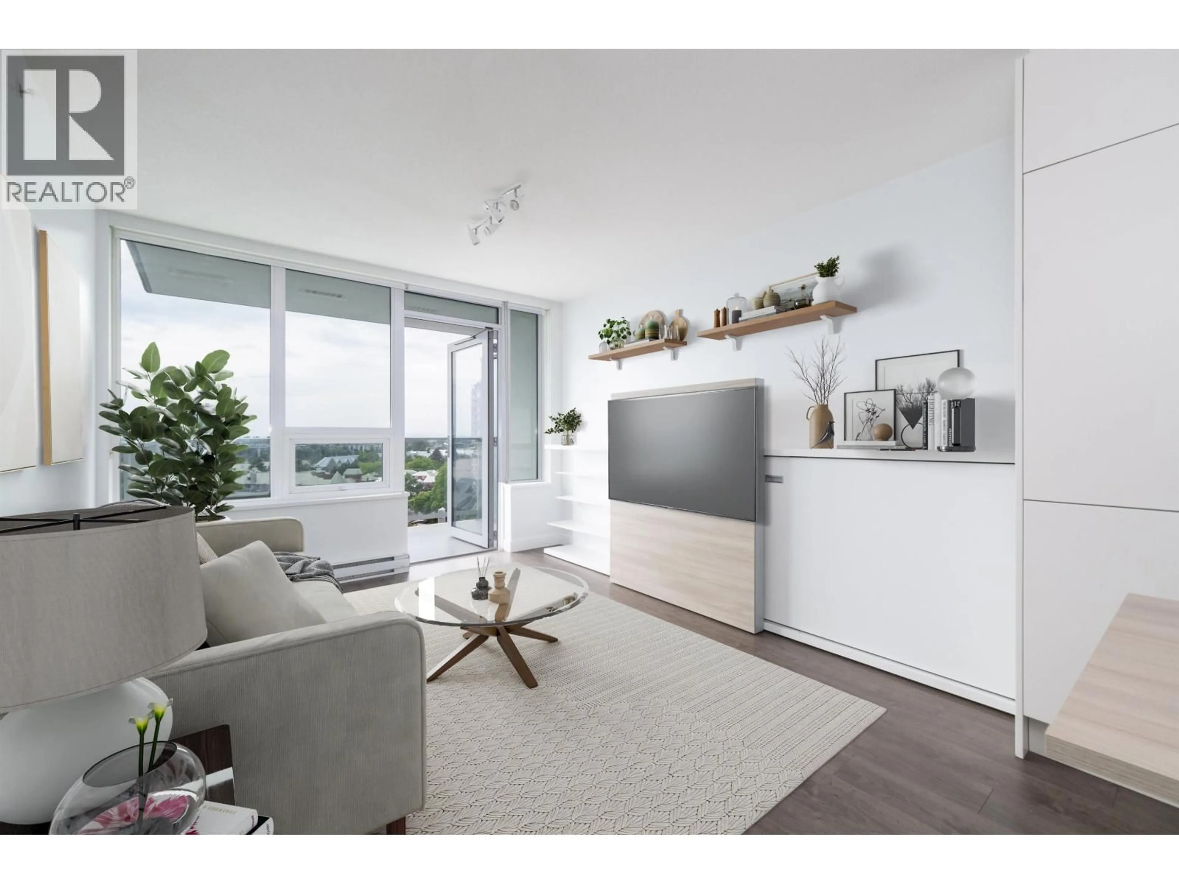Living room with furniture, wood/laminate floor for 912 - 988 QUAYSIDE DRIVE, New Westminster British Columbia V3M0L5