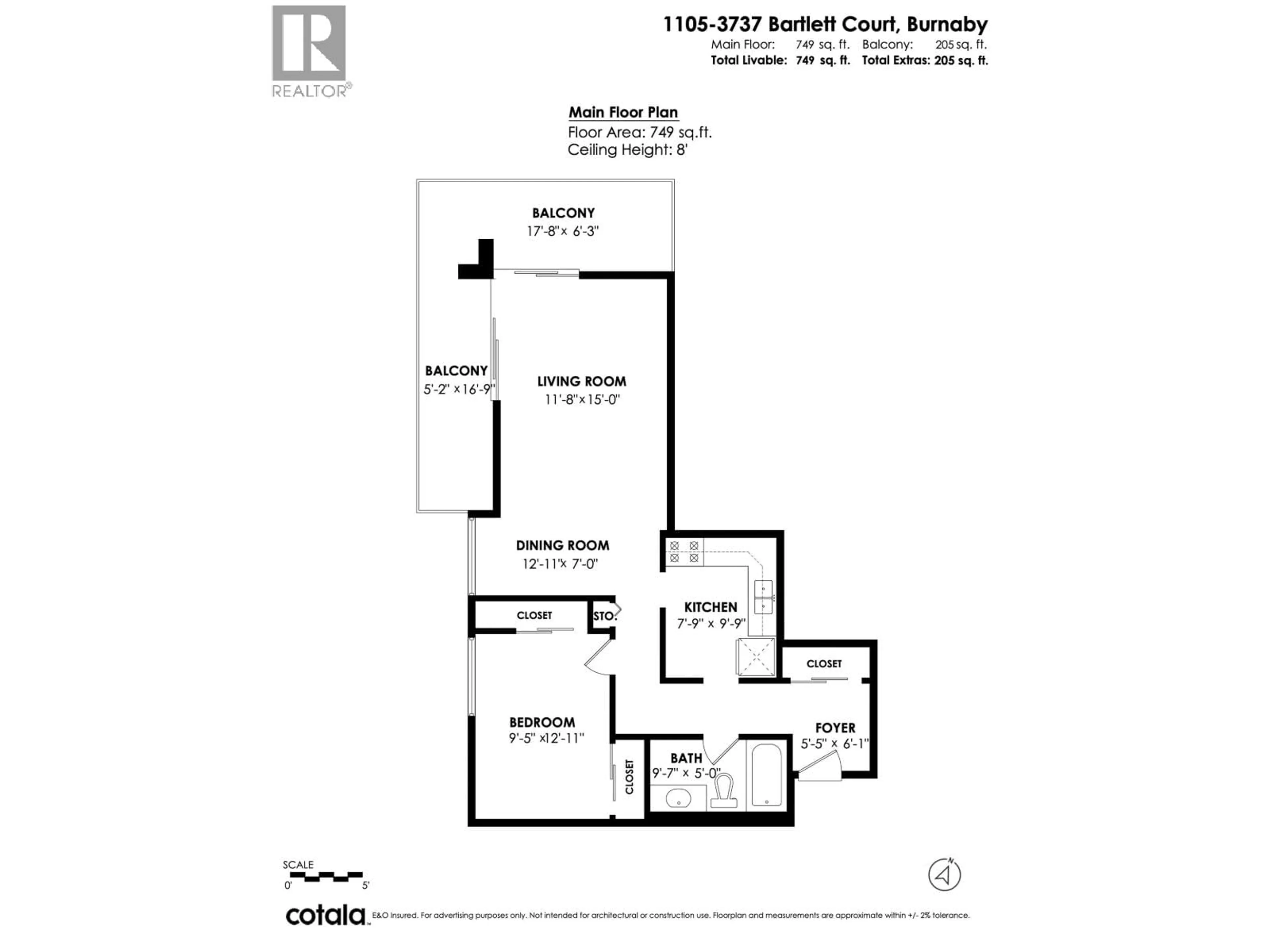 Floor plan for 1105 - 3737 BARTLETT COURT, Burnaby British Columbia V3J7E3