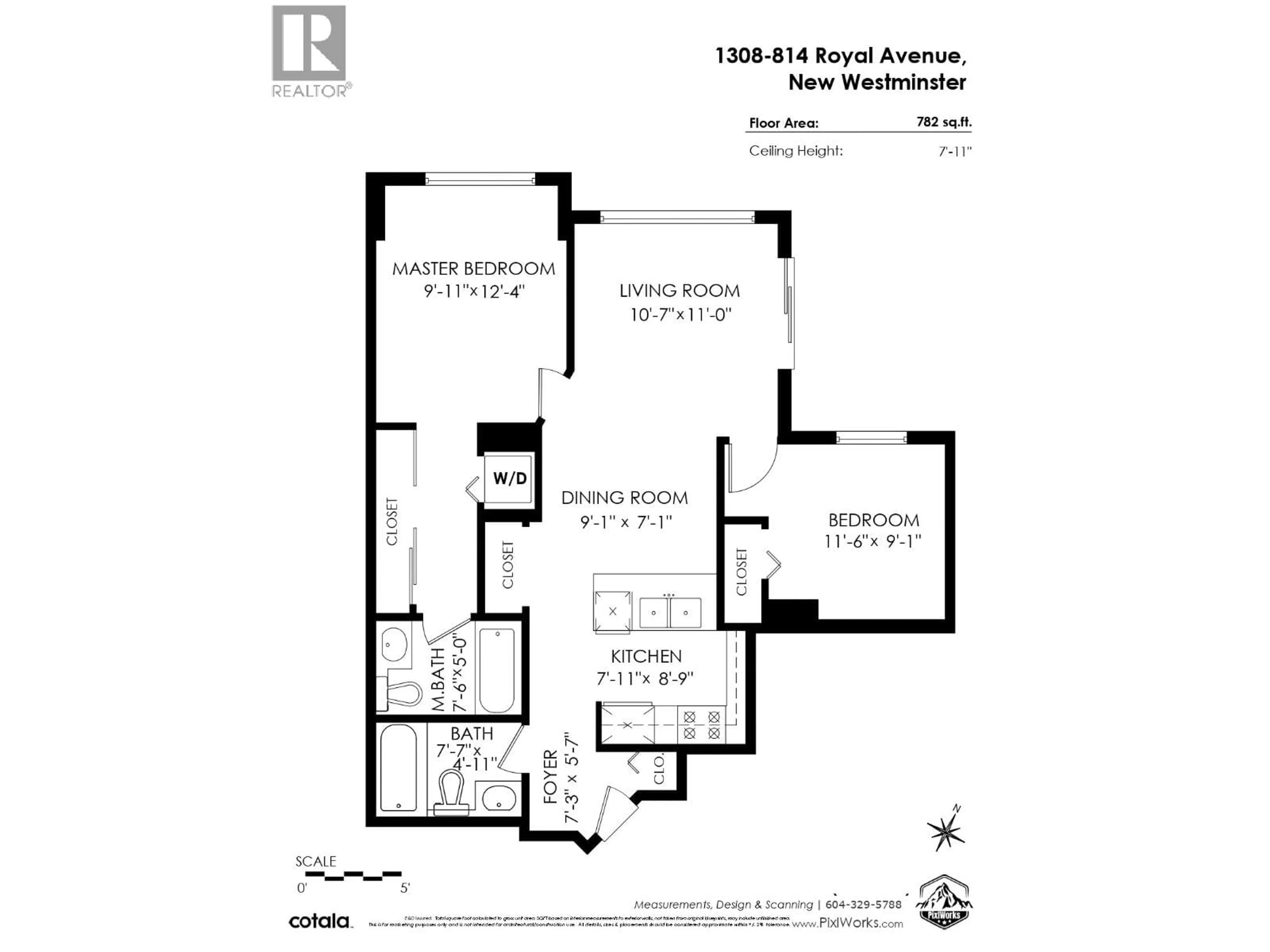 Floor plan for 1308 - 814 ROYAL AVENUE, New Westminster British Columbia V3M1J9