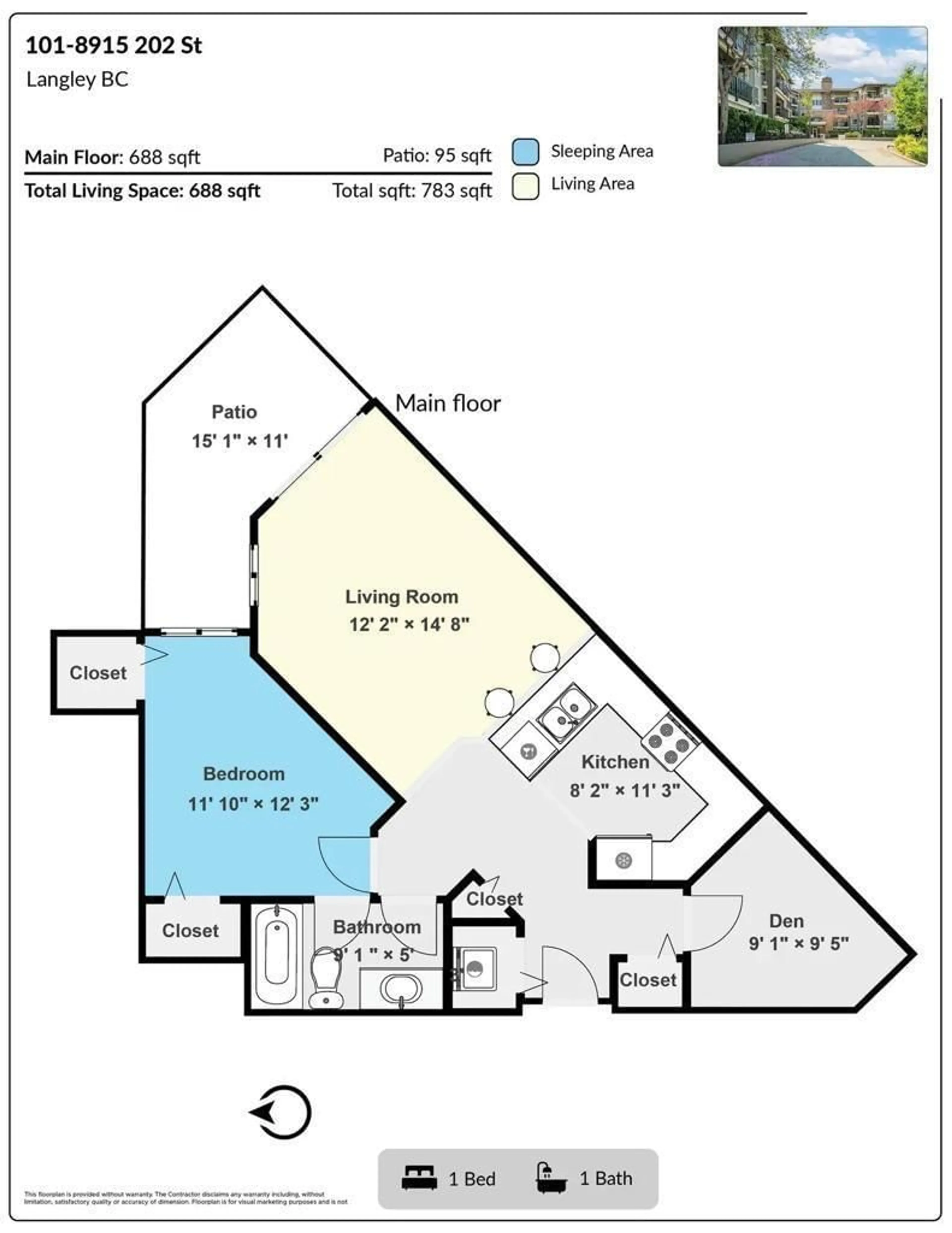 Floor plan for 101 - 8915 202, Langley British Columbia V1M0B5