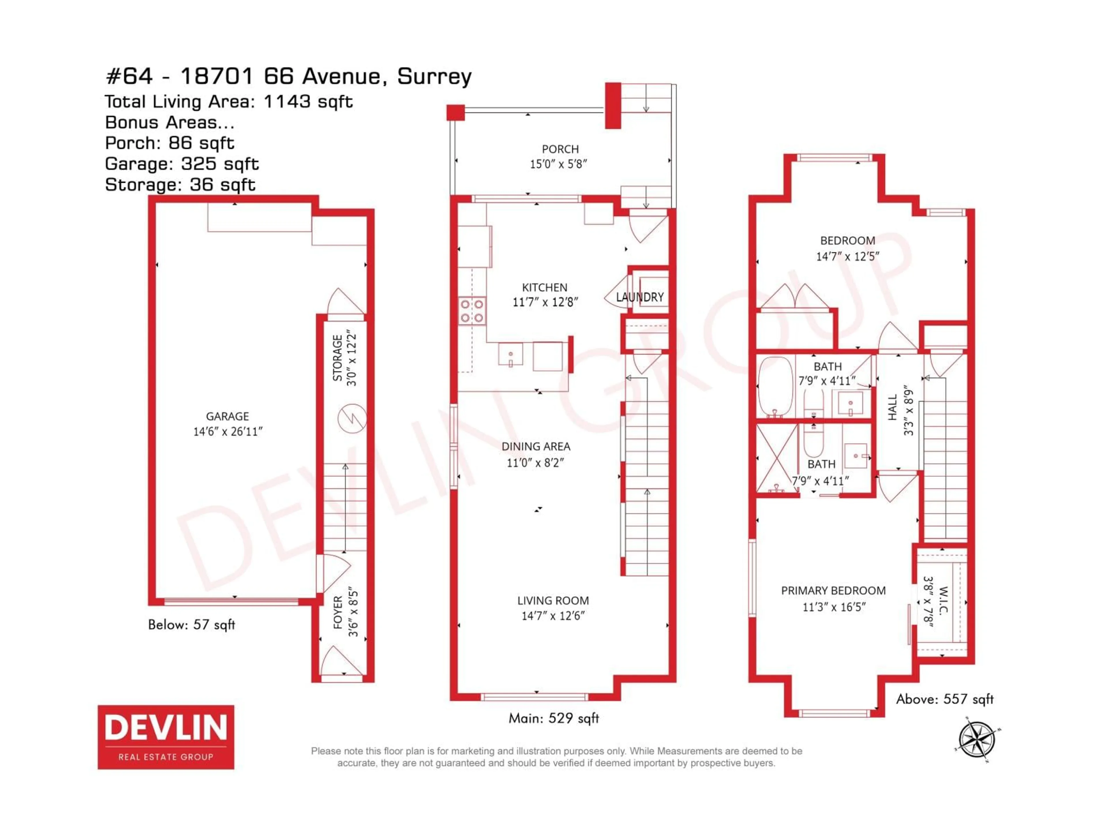 Floor plan for 64 - 18701 66, Surrey British Columbia V3S4P3
