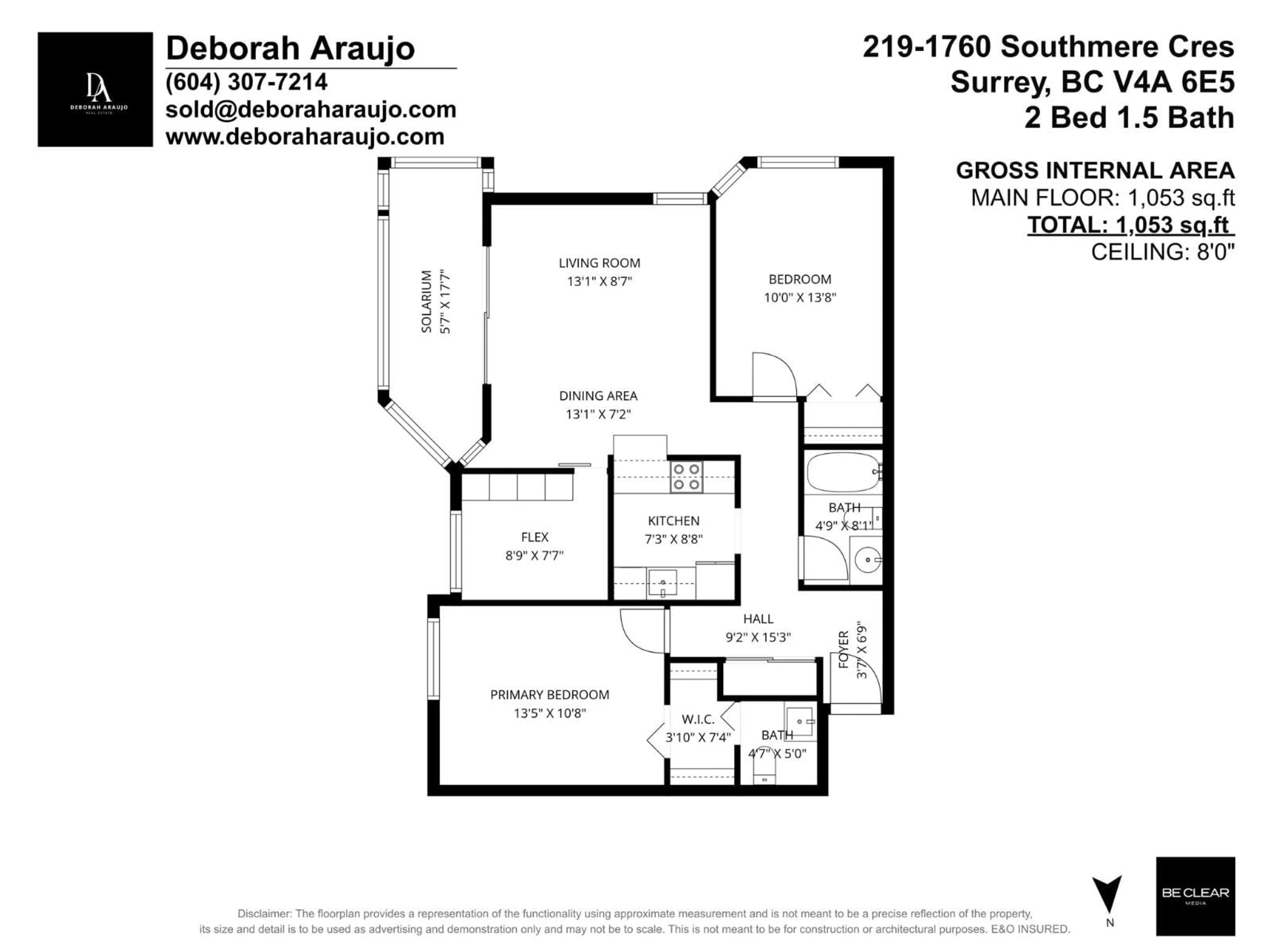 Floor plan for 219 - 1760 SOUTHMERE CRESCENT, Surrey British Columbia V4A6E5