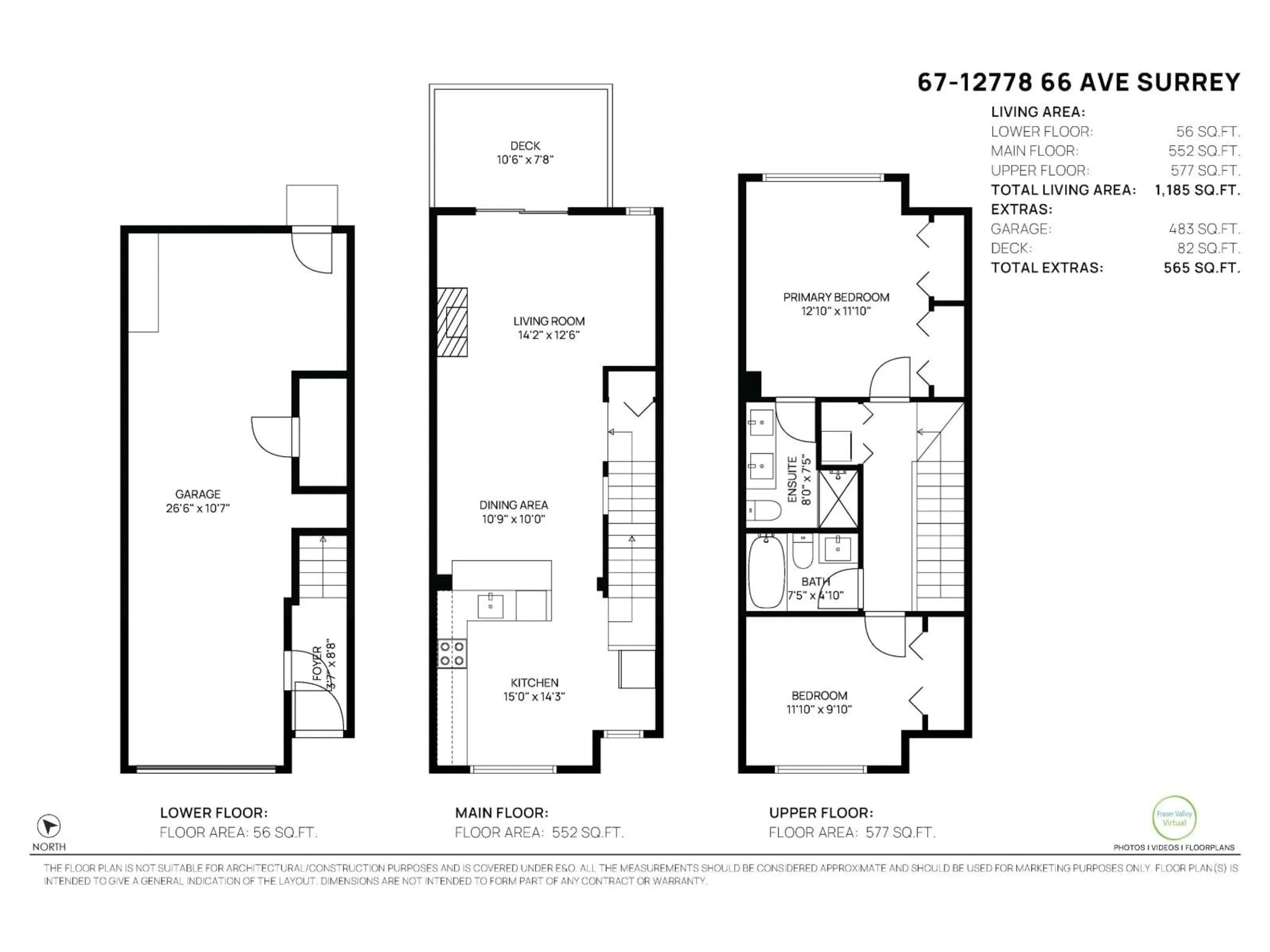 Floor plan for 67 - 12778 66, Surrey British Columbia V3W1K9