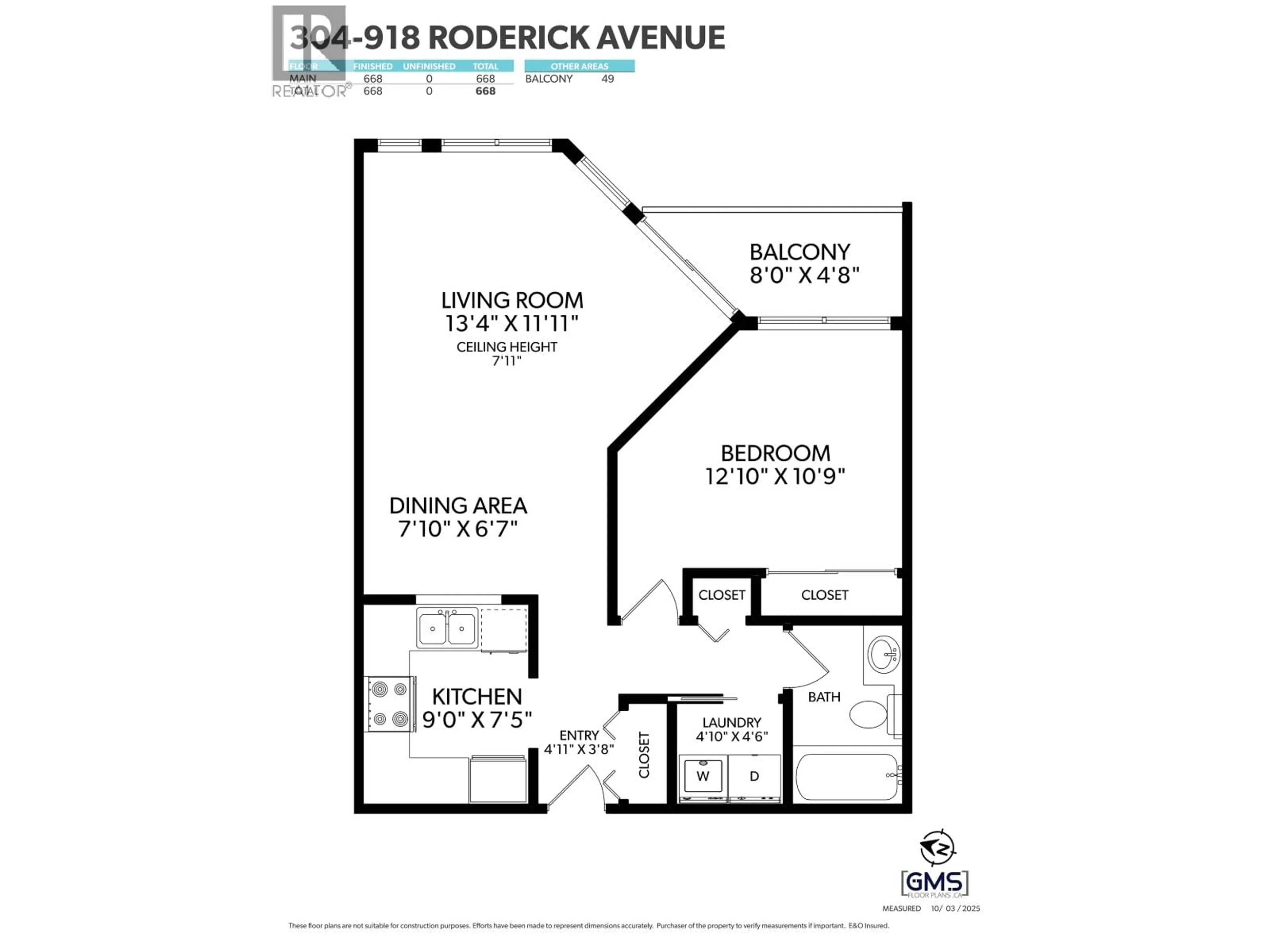 Floor plan for 304 - 918 RODERICK AVENUE, Coquitlam British Columbia V3K1R1