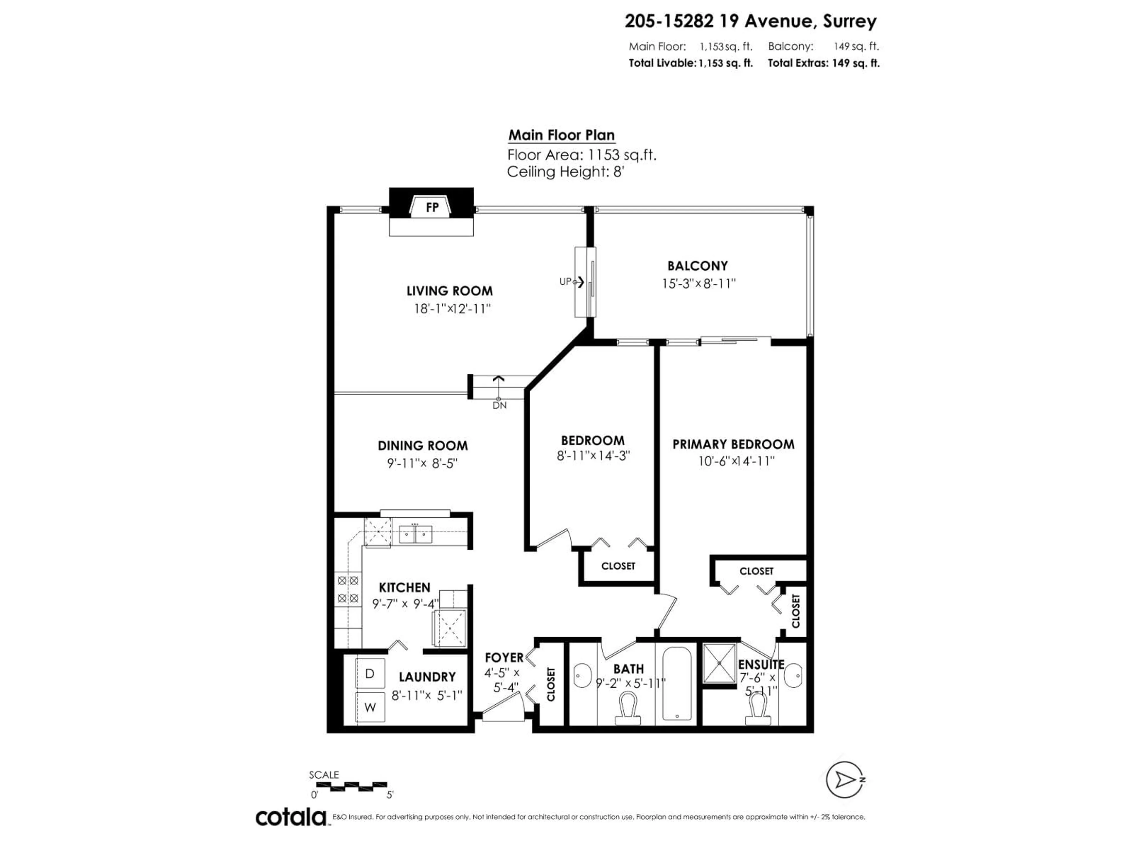 Floor plan for 205 - 15282 19, Surrey British Columbia V4A1X6
