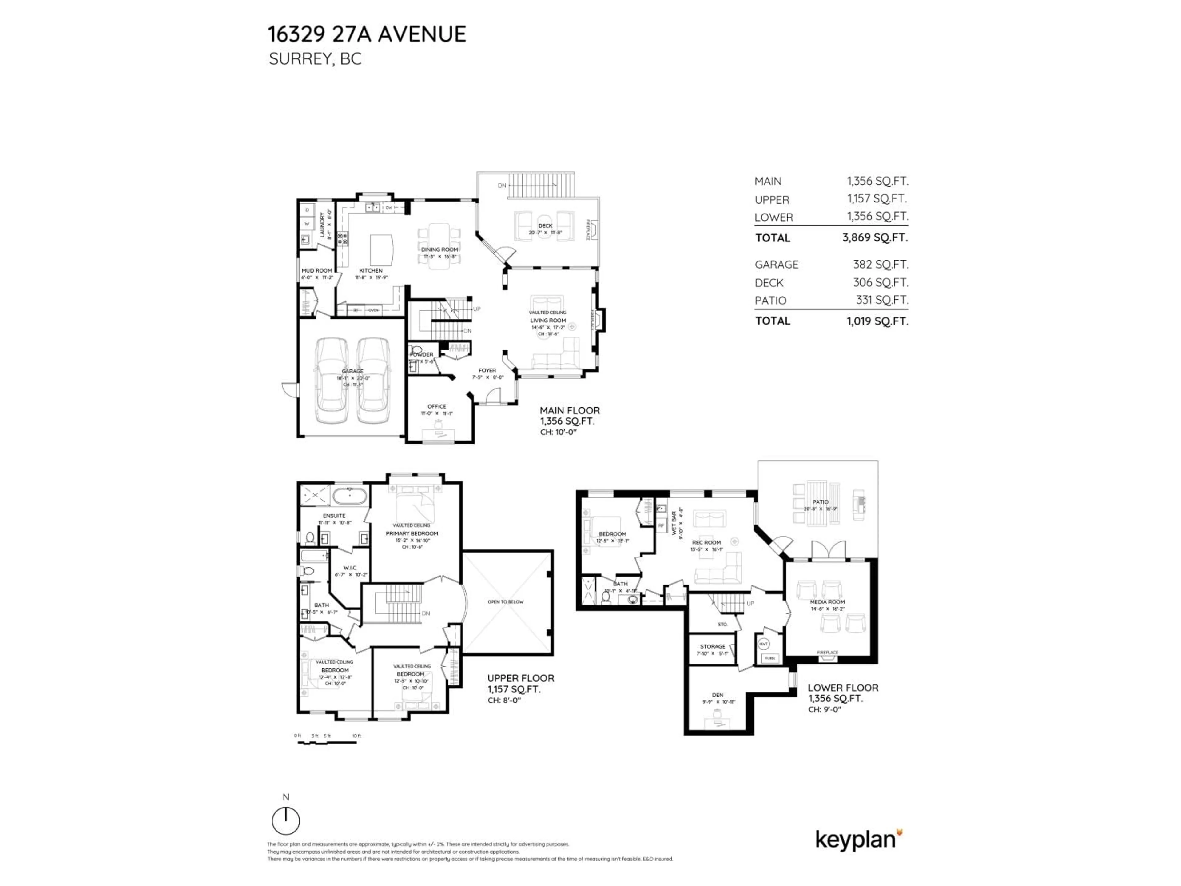 Floor plan for 16329 27A, Surrey British Columbia V3S6R8