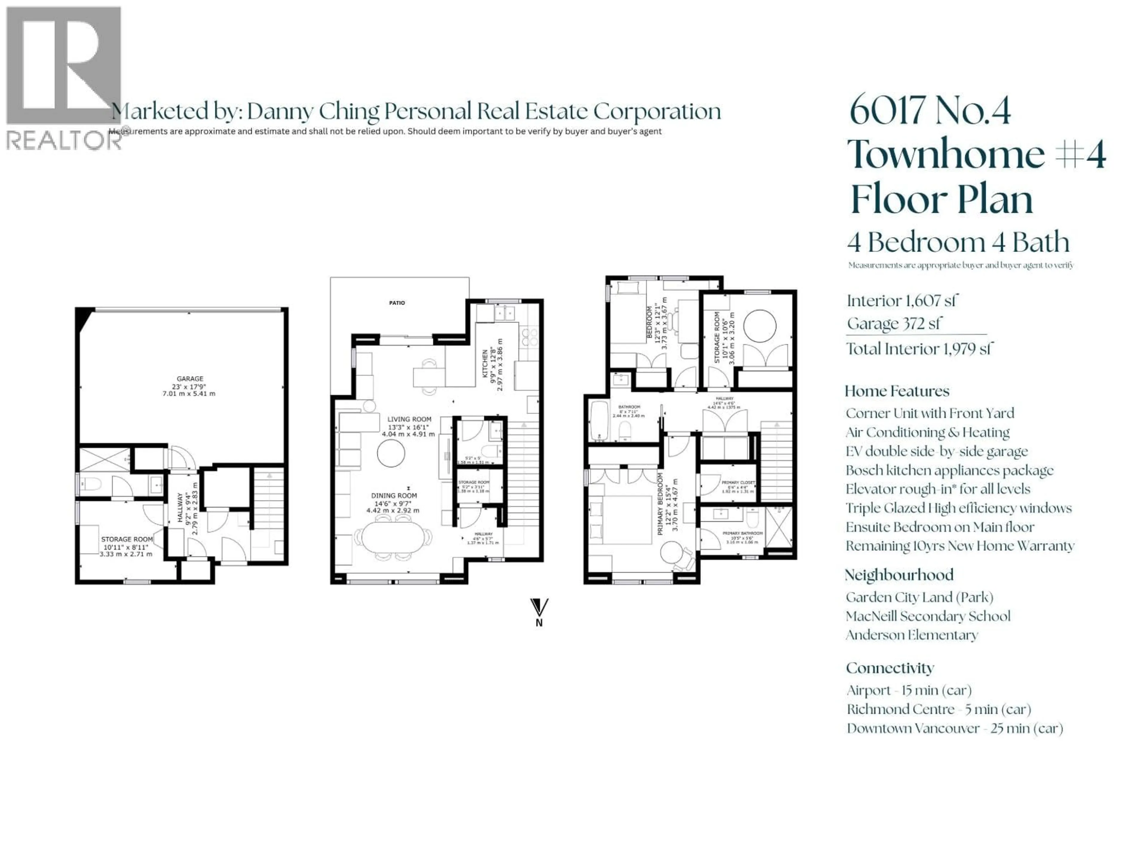 Floor plan for 4 - 6017 NO. 4 ROAD, Richmond British Columbia V6Y0M1