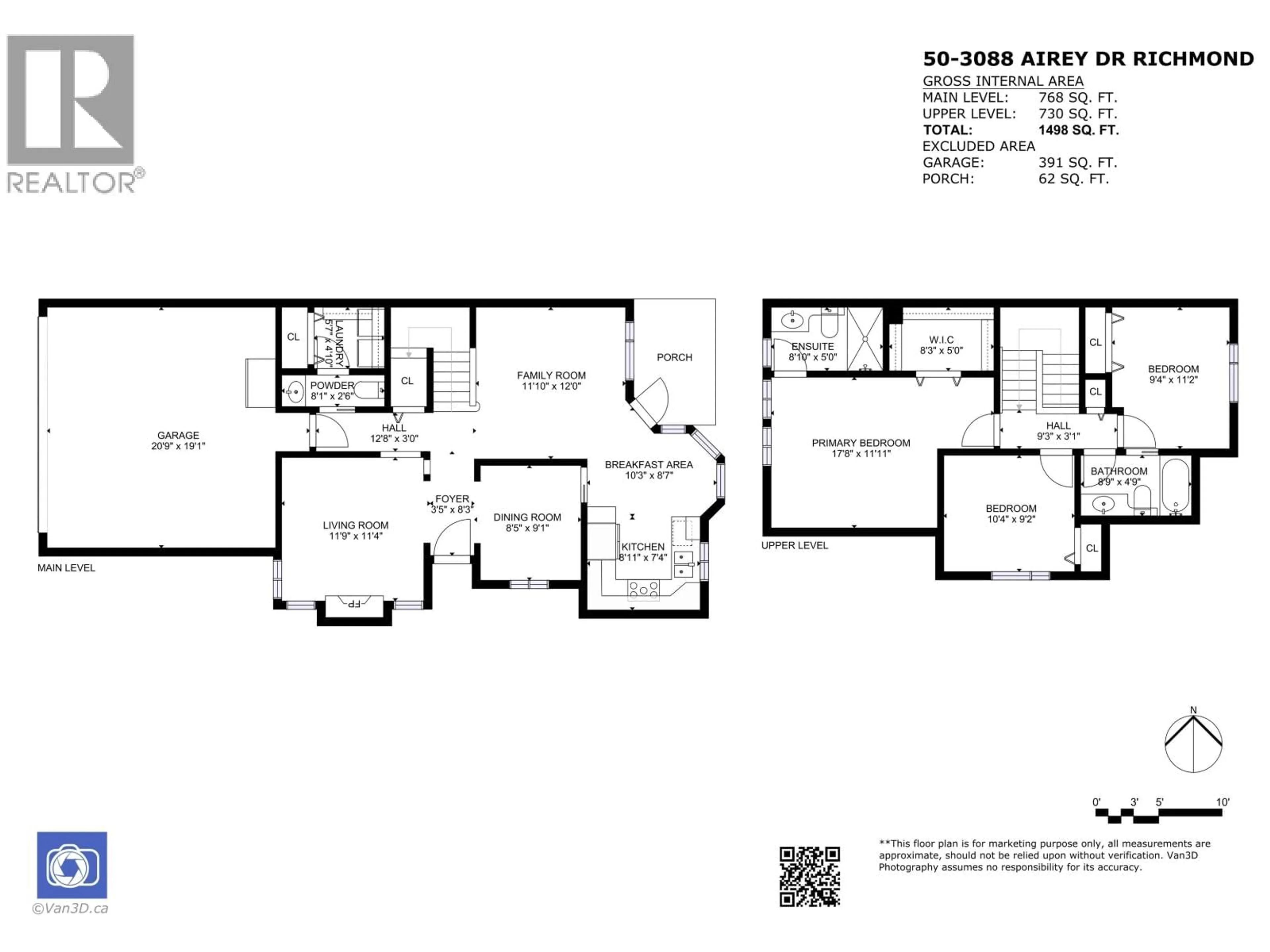 Floor plan for 50 - 3088 AIREY DRIVE, Richmond British Columbia V6X4A3