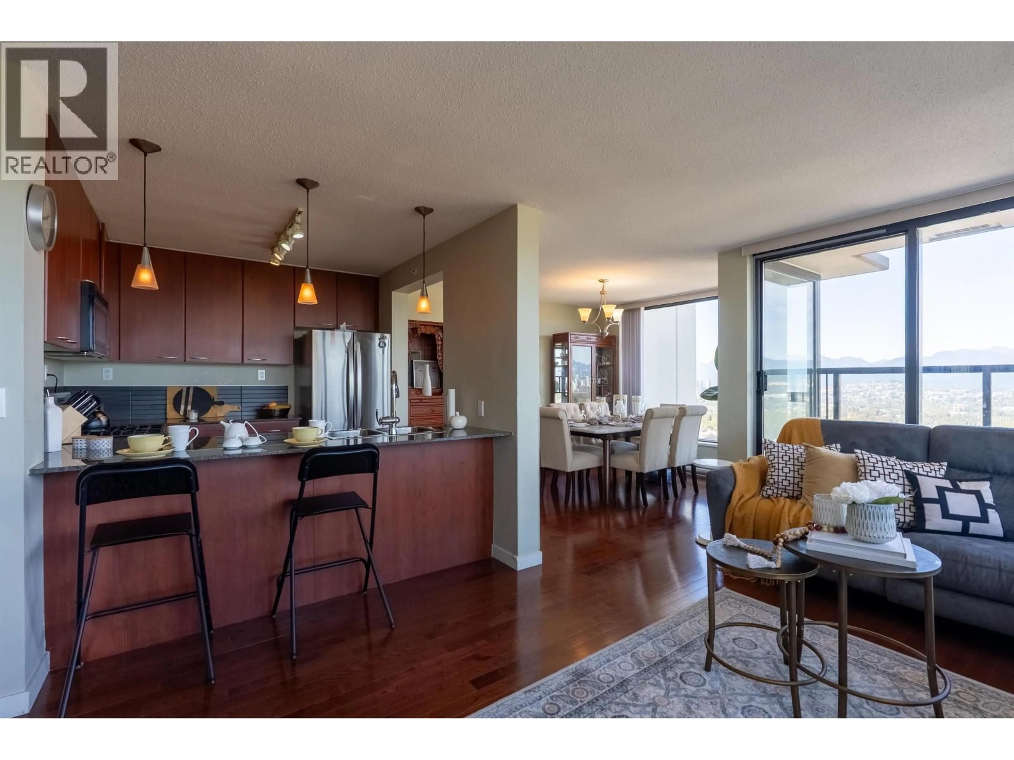 Open concept kitchen, wood/laminate floor for 2803 - 7108 COLLIER STREET, Burnaby British Columbia V5E0A1