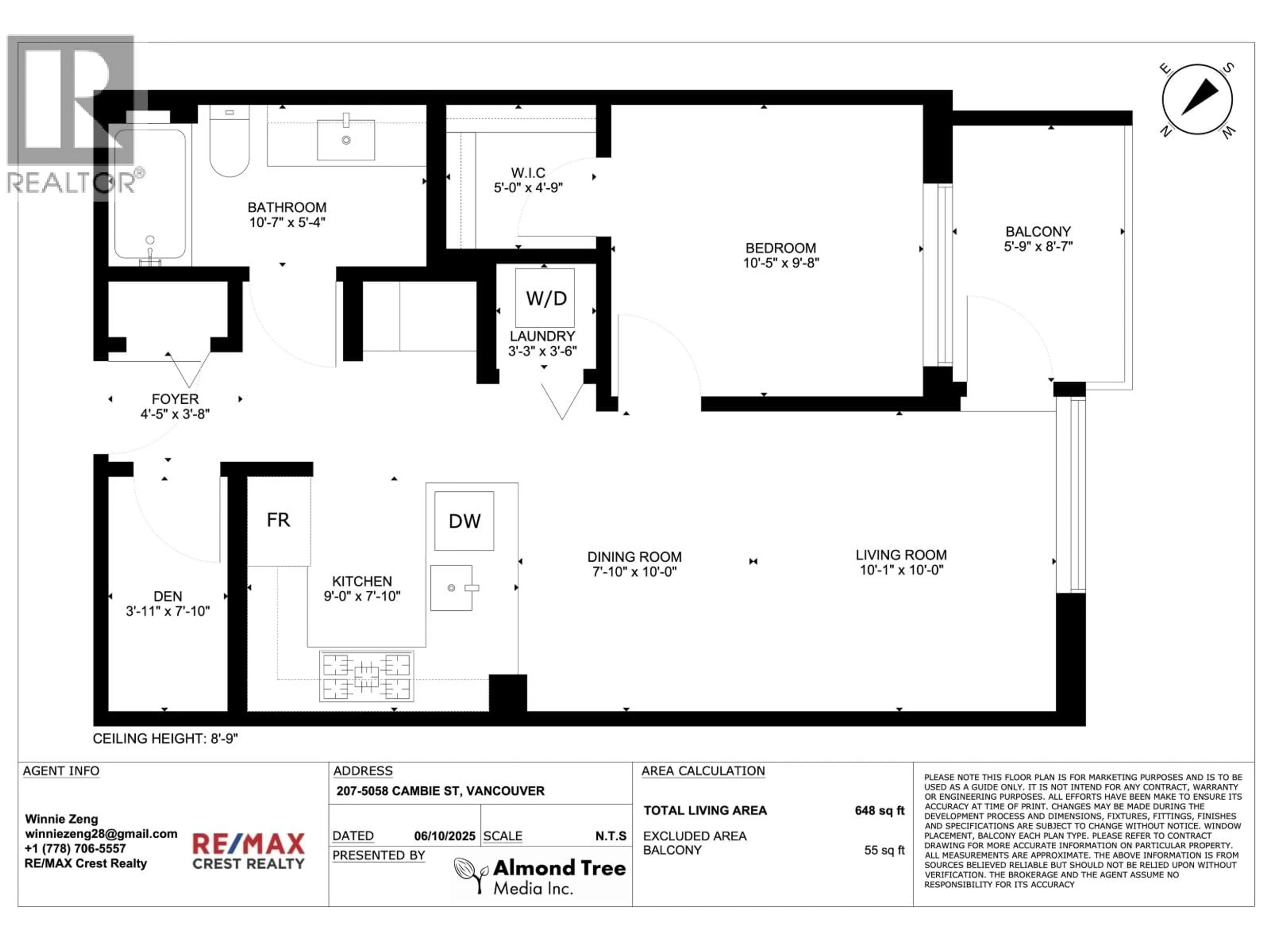 Floor plan for 207 - 5058 CAMBIE STREET, Vancouver British Columbia V5Z2Z5