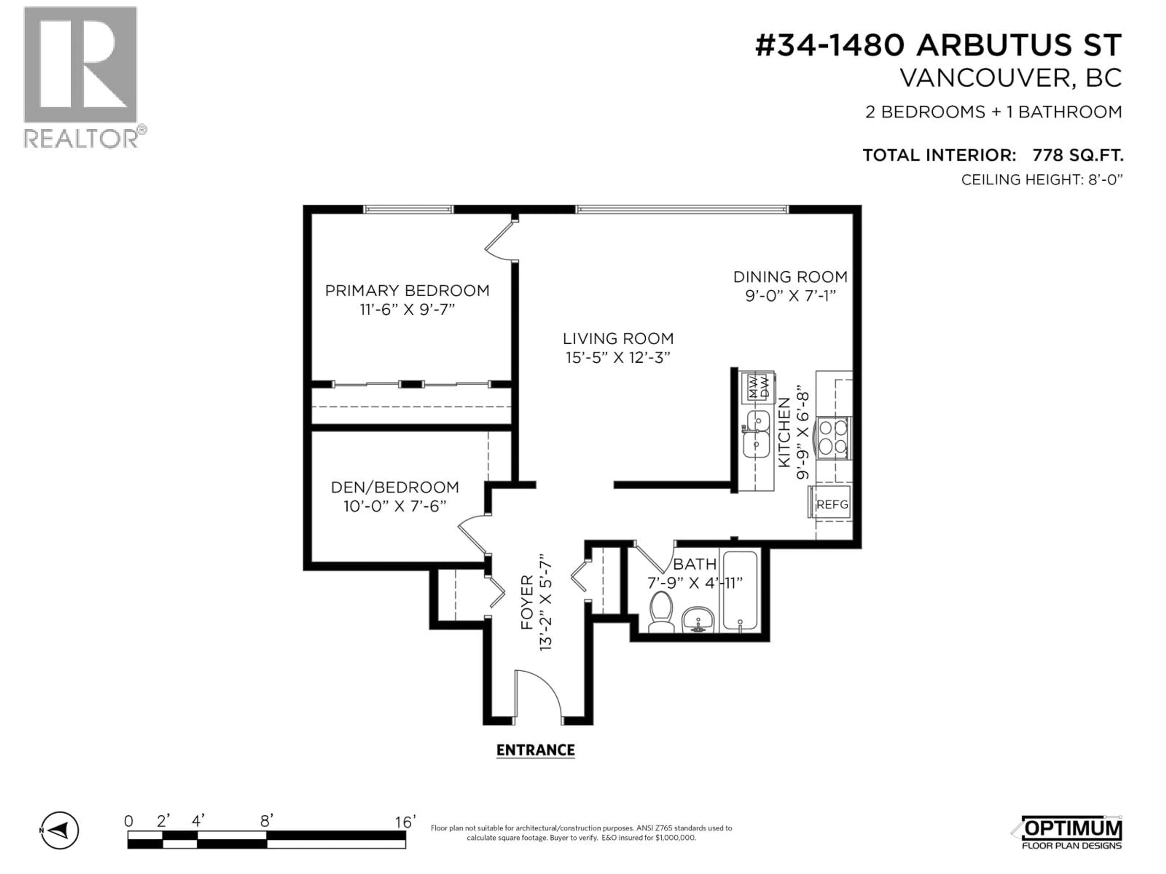 Floor plan for 34 - 1480 ARBUTUS STREET, Vancouver British Columbia V6J3W8